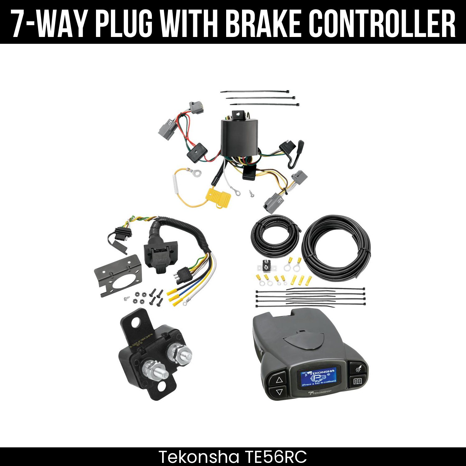Trailer Wiring 7-Way Plug w/ Bracket , Tekonsha Prodigy P3 Brake Control