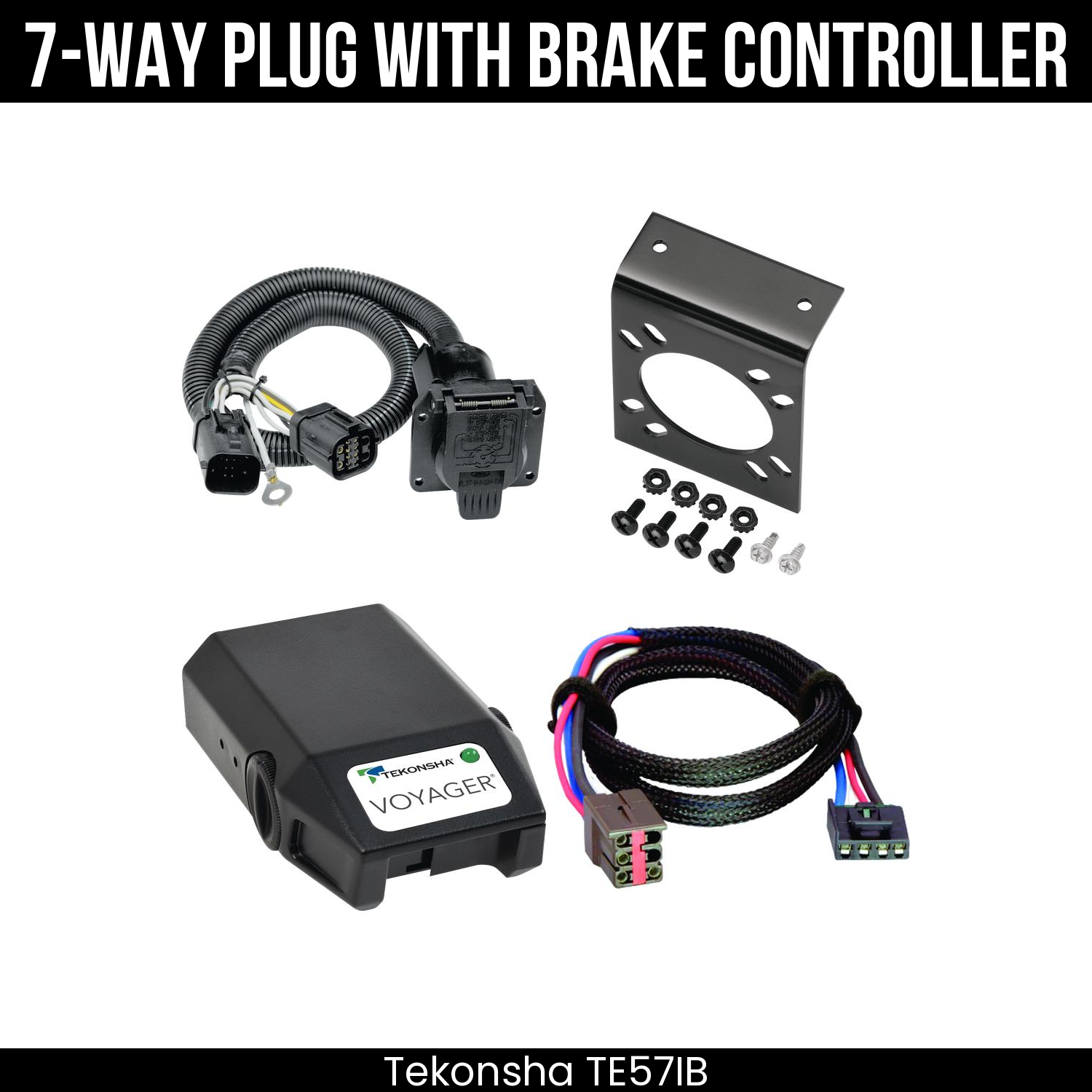 Trailer Wiring 7-Way Plug w/ Bracket , Tekonsha Voyager Brake Control