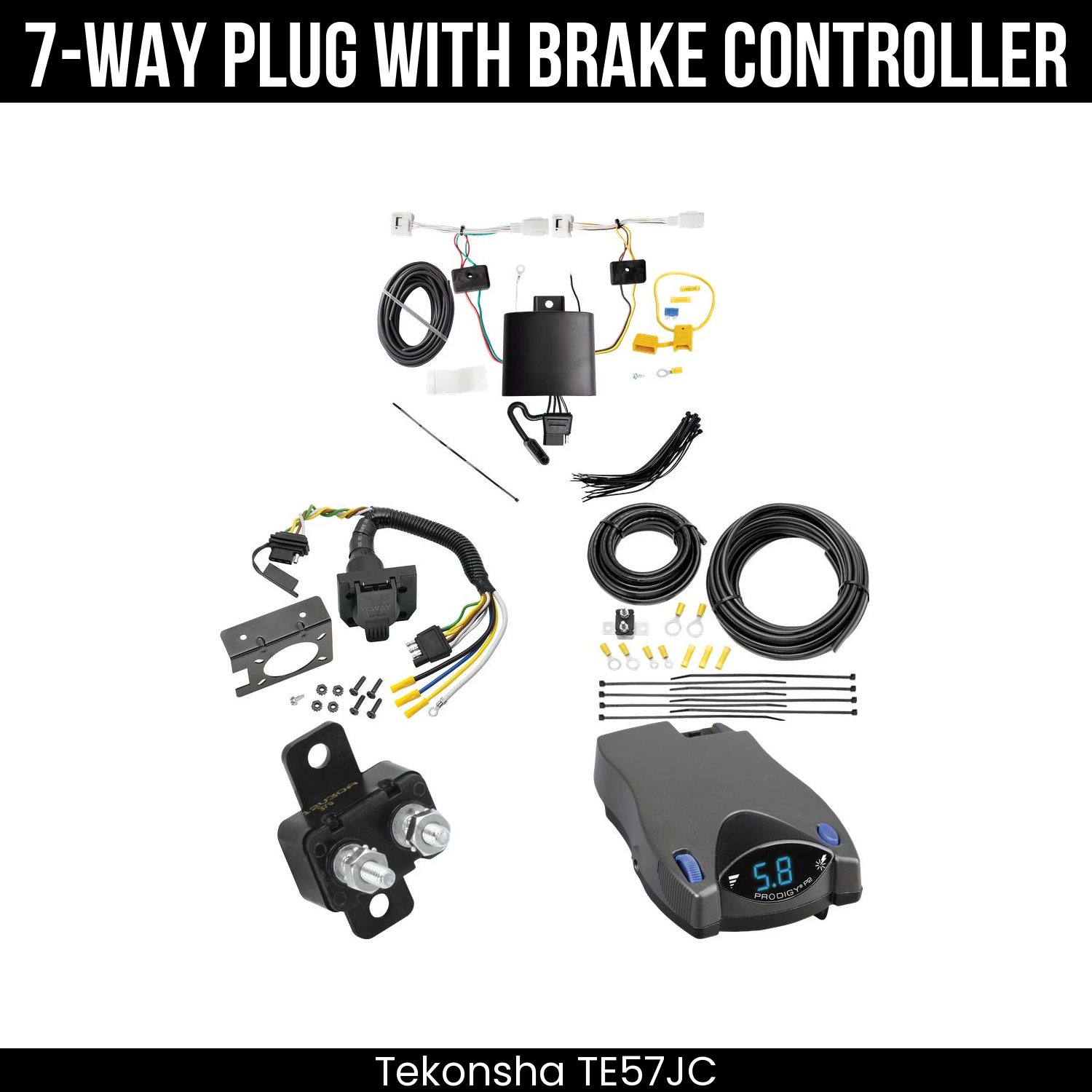 Trailer Wiring 7-Way Plug w/ Bracket , Tekonsha Prodigy P2 Brake Control