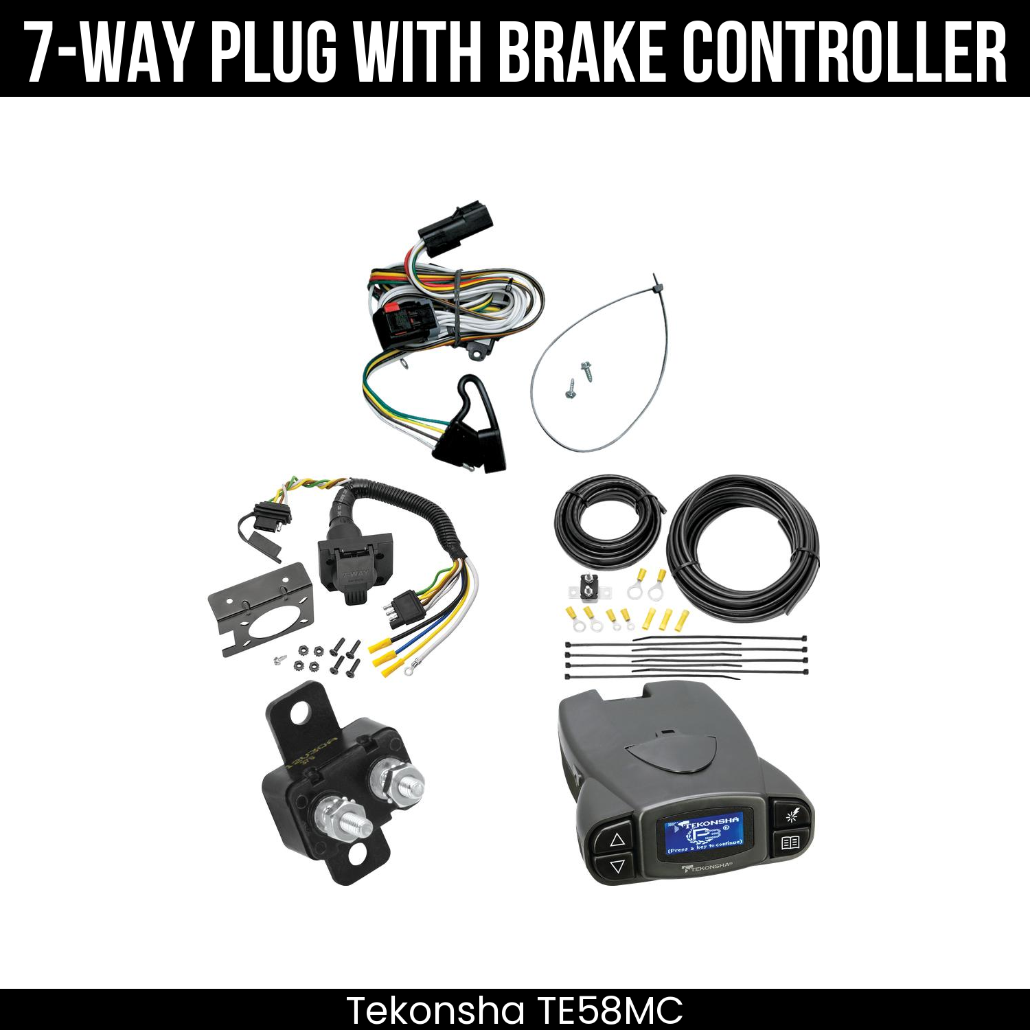 Trailer Wiring 7-Way Plug w/ Bracket , Tekonsha Prodigy P3 Brake Control