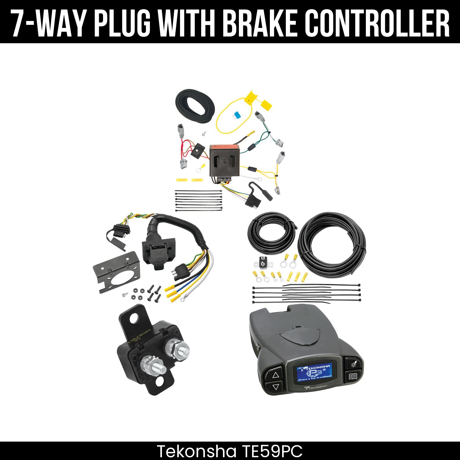 Trailer Wiring 7-Way Plug w/ Bracket , Tekonsha Prodigy P3 Brake Control