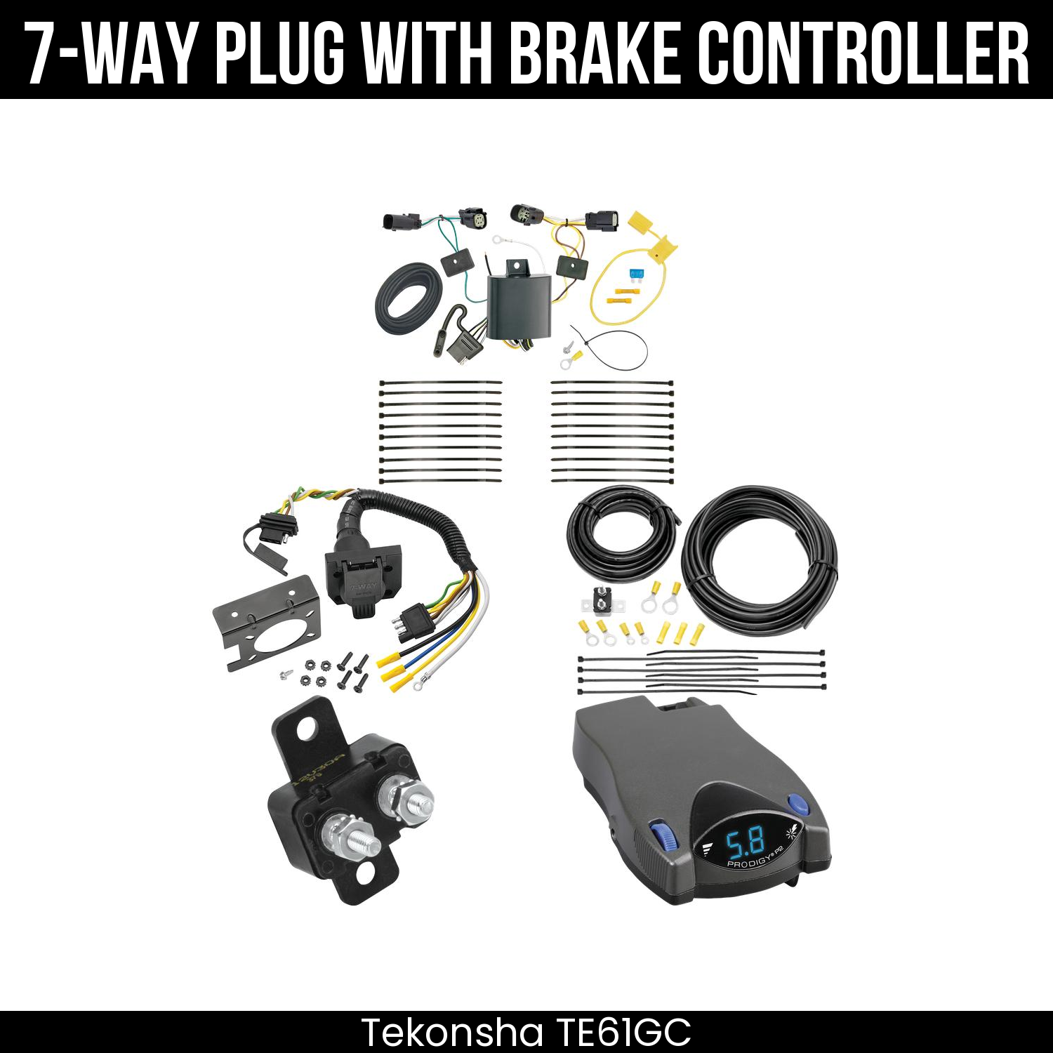 Trailer Wiring 7-Way Plug w/ Bracket , Tekonsha Prodigy P2 Brake Control