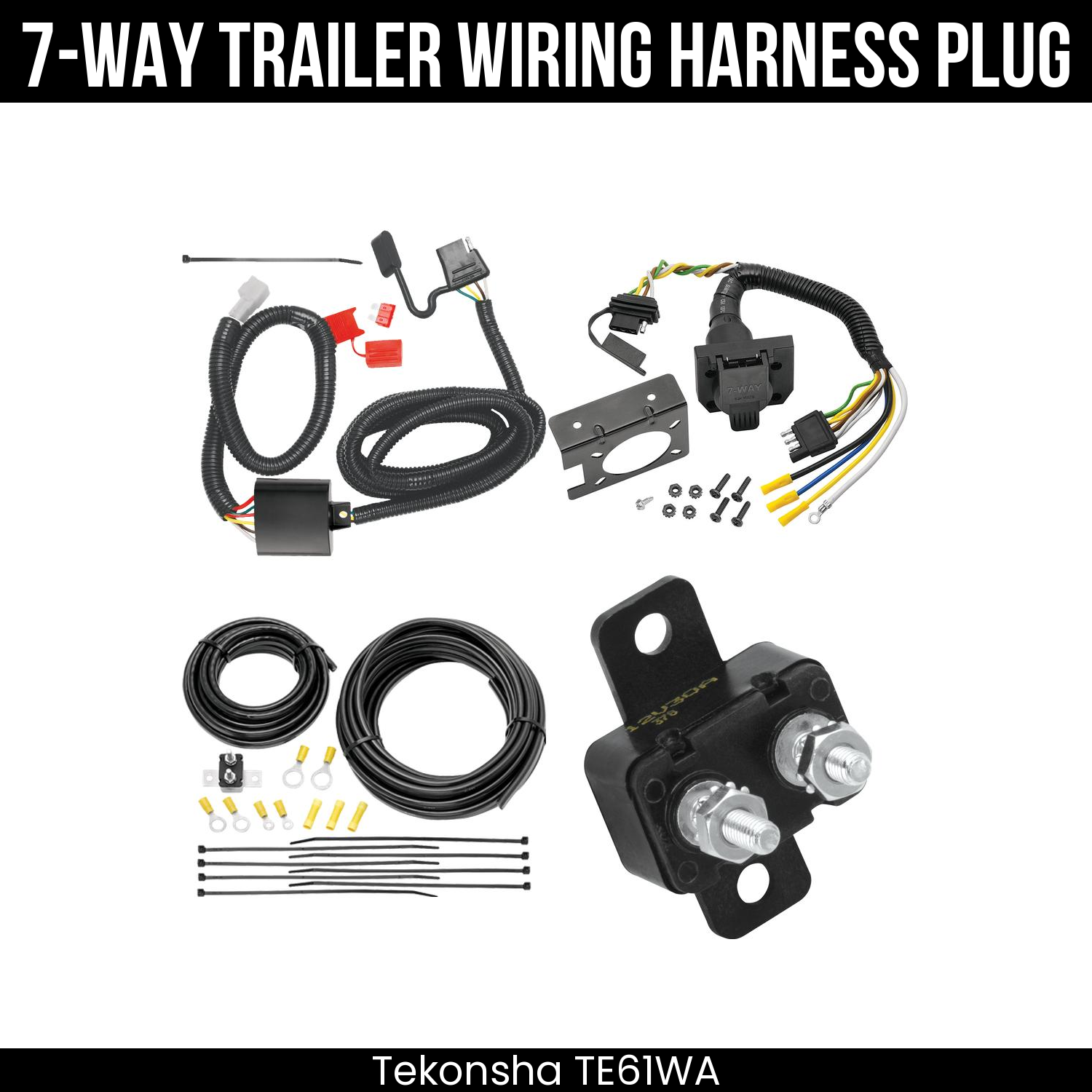 Trailer Wiring 7-Way Plug w/ Bracket
