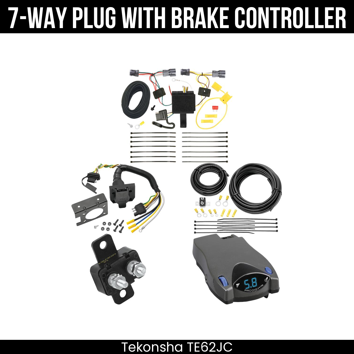 Trailer Wiring 7-Way Plug w/ Bracket , Tekonsha Prodigy P2 Brake Control