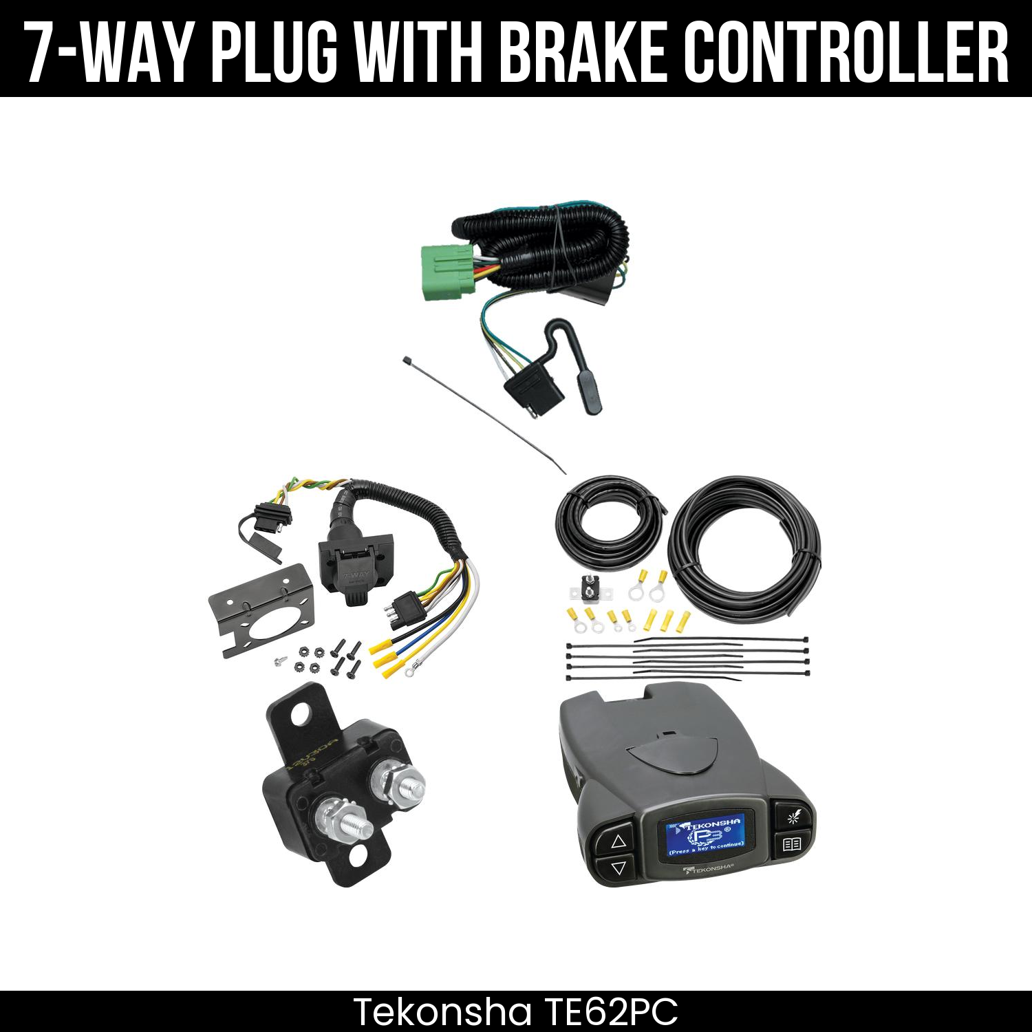 Trailer Wiring 7-Way Plug w/ Bracket , Tekonsha Prodigy P3 Brake Control
