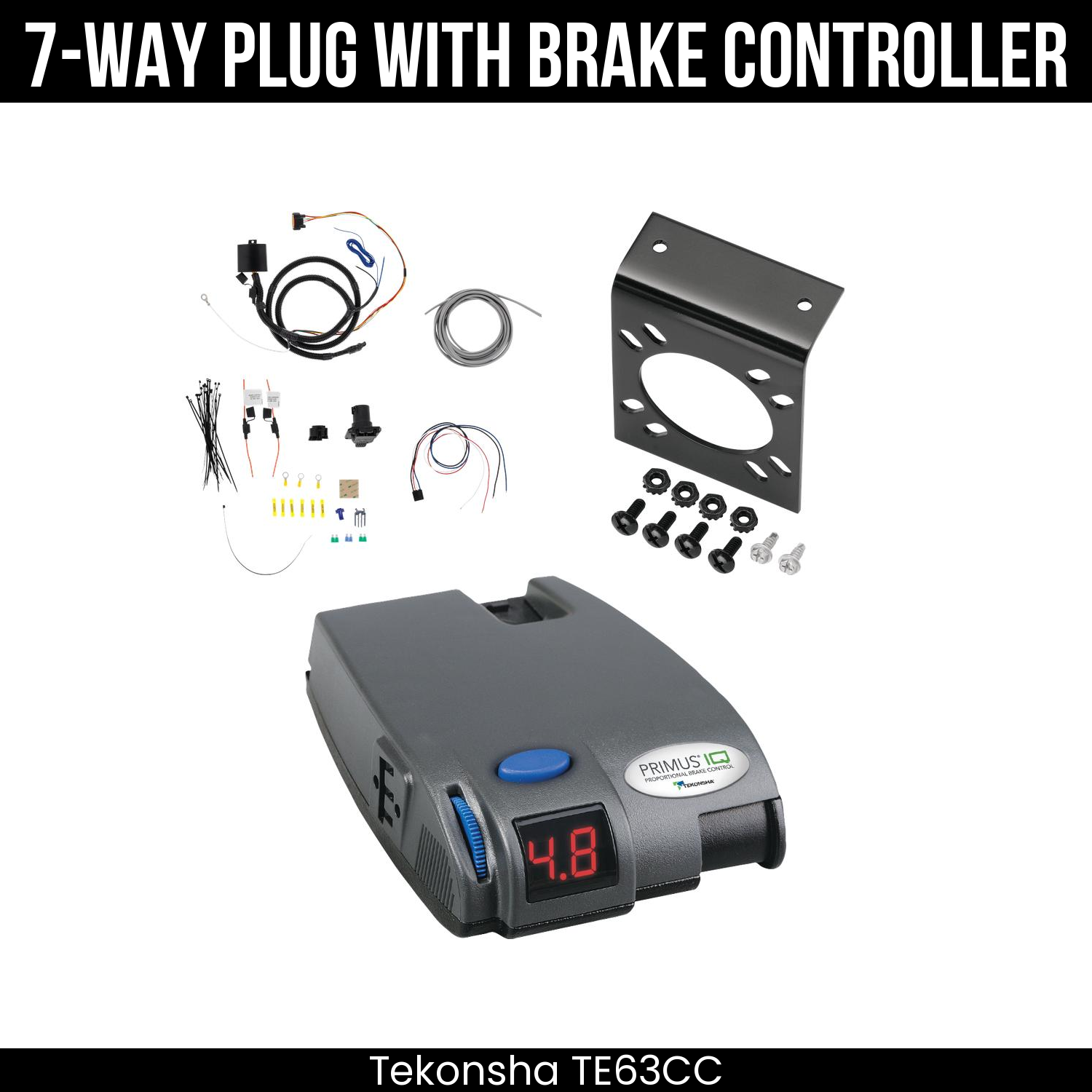Trailer Wiring 7-Way Plug w/ Bracket , Tekonsha Primus IQ Brake Control