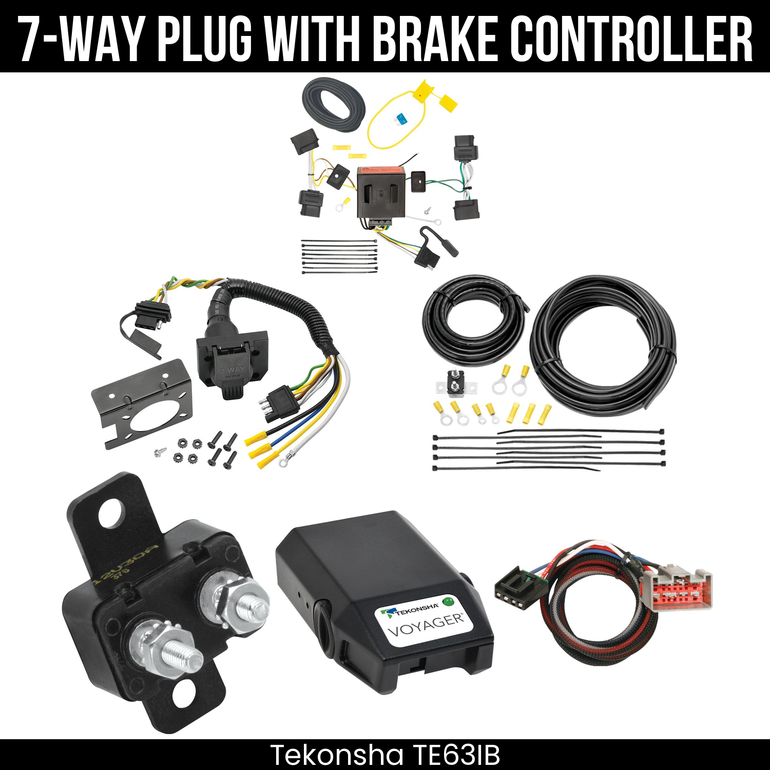 Trailer Wiring 7-Way Plug w/ Bracket , Tekonsha Voyager Brake Control