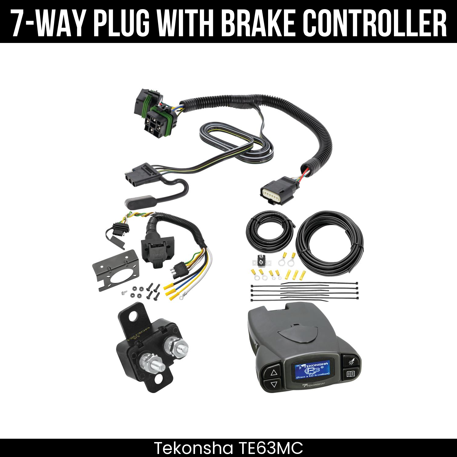 Trailer Wiring 7-Way Plug w/ Bracket , Tekonsha Prodigy P3 Brake Control