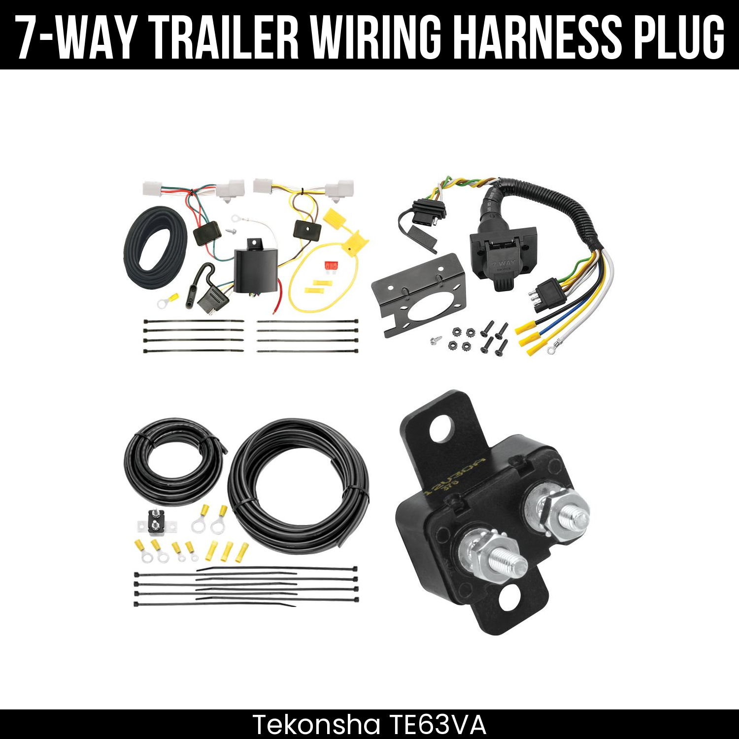 Trailer Wiring 7-Way Plug w/ Bracket