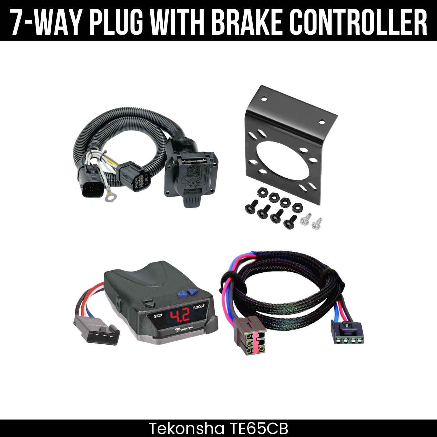 Trailer Wiring 7-Way Plug w/ Bracket , Tekonsha Brake EVN Control