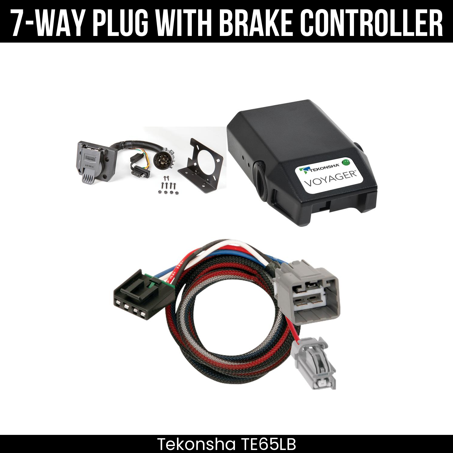 Trailer Wiring 7-Way Plug w/ Bracket , Tekonsha Voyager Brake Control