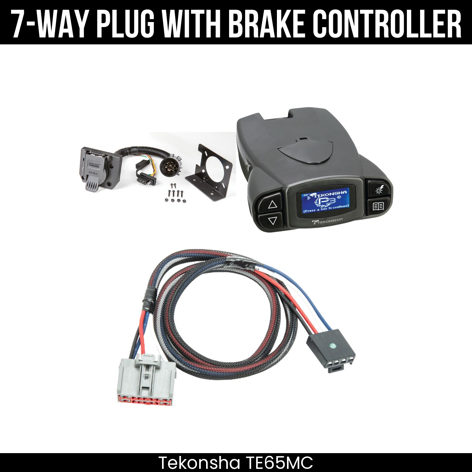 Trailer Wiring 7-Way Plug w/ Bracket , Tekonsha Prodigy P3 Brake Control