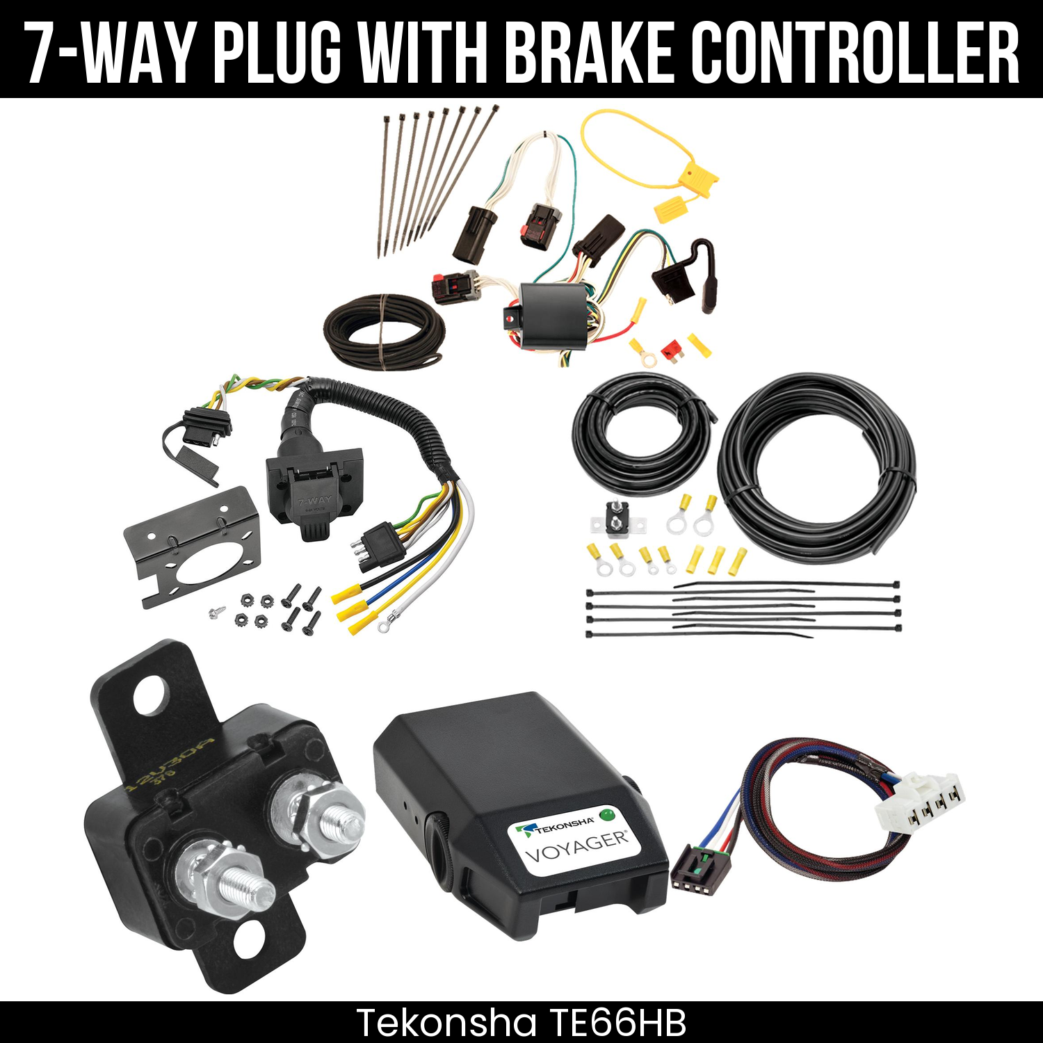 Trailer Wiring 7-Way Plug w/ Bracket , Tekonsha Voyager Brake Control
