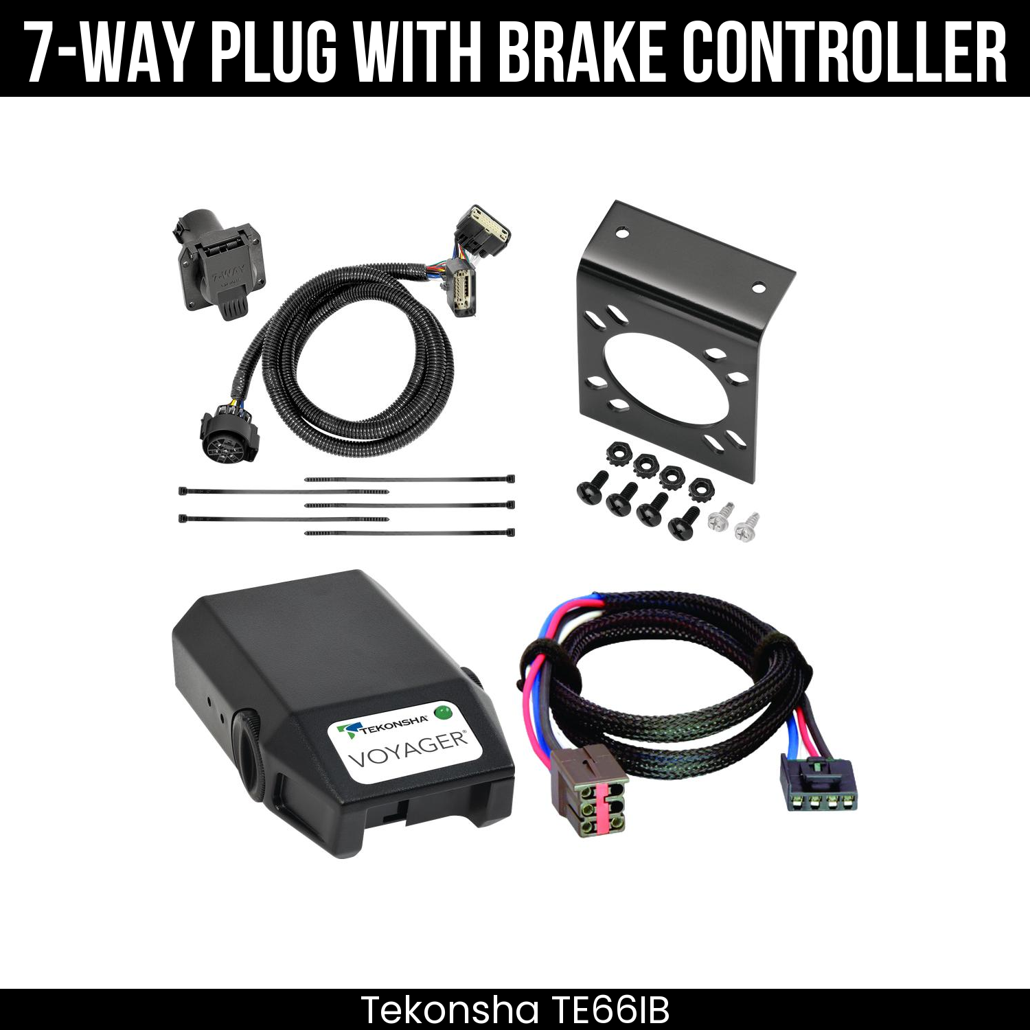 Trailer Wiring 7-Way Plug w/ Bracket , Tekonsha Voyager Brake Control