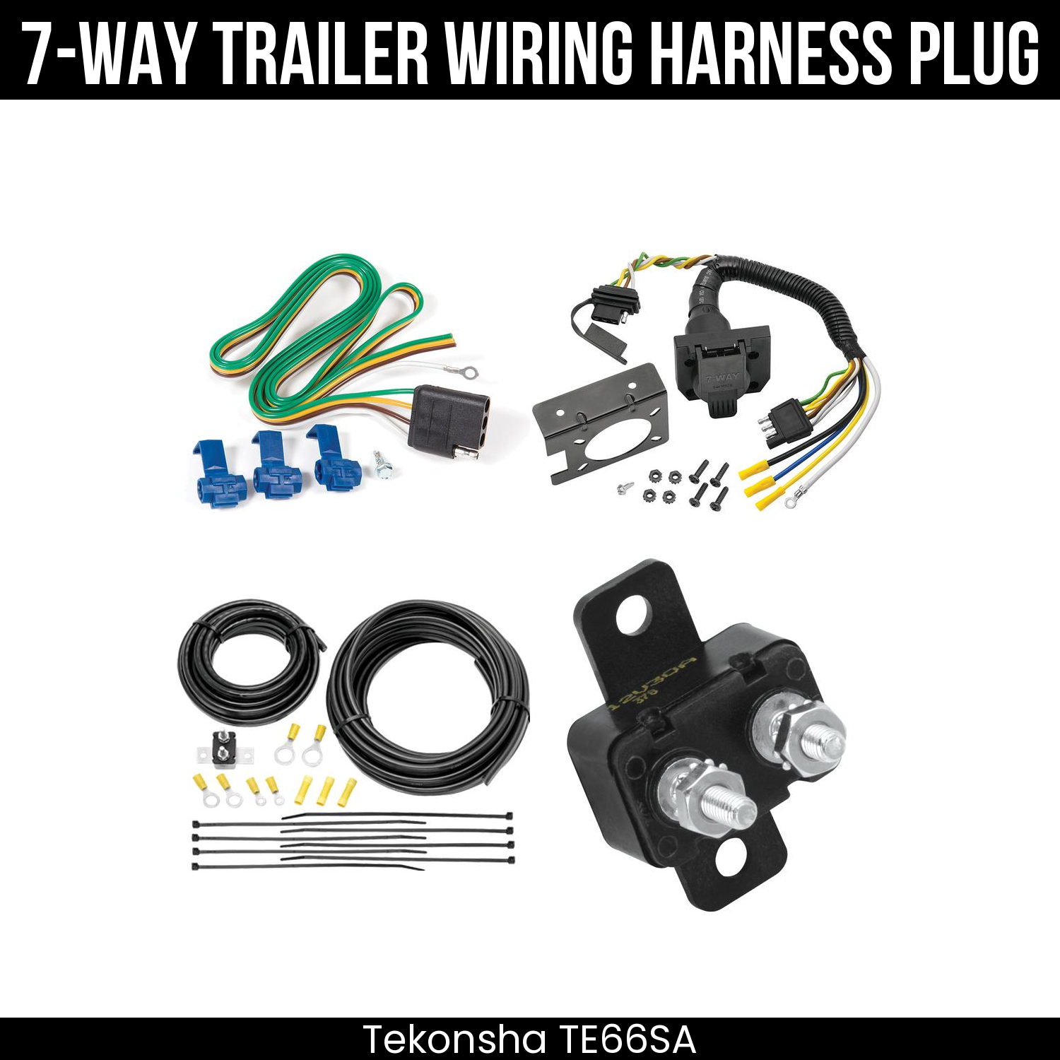 Trailer Wiring 7-Way Plug w/ Bracket