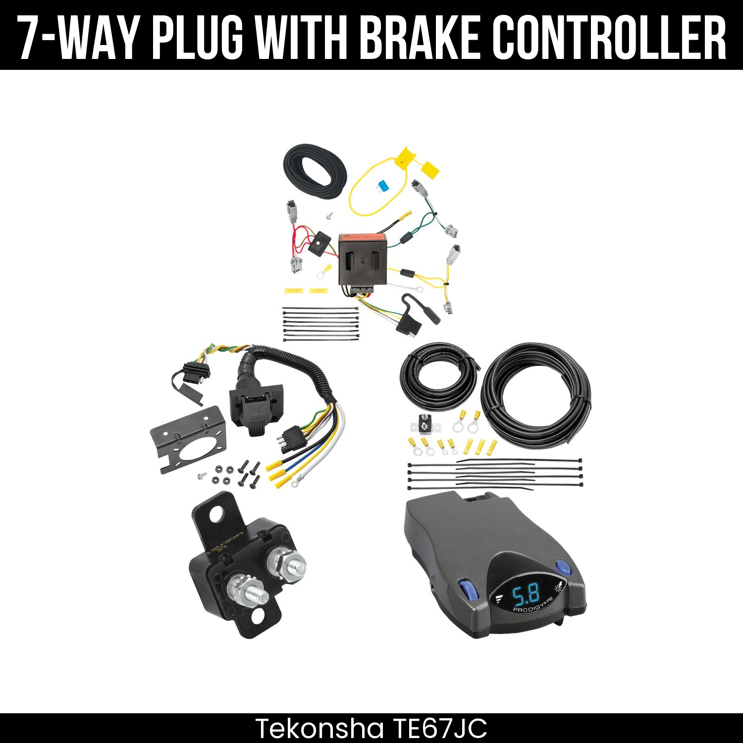 Trailer Wiring 7-Way Plug w/ Bracket , Tekonsha Prodigy P2 Brake Control