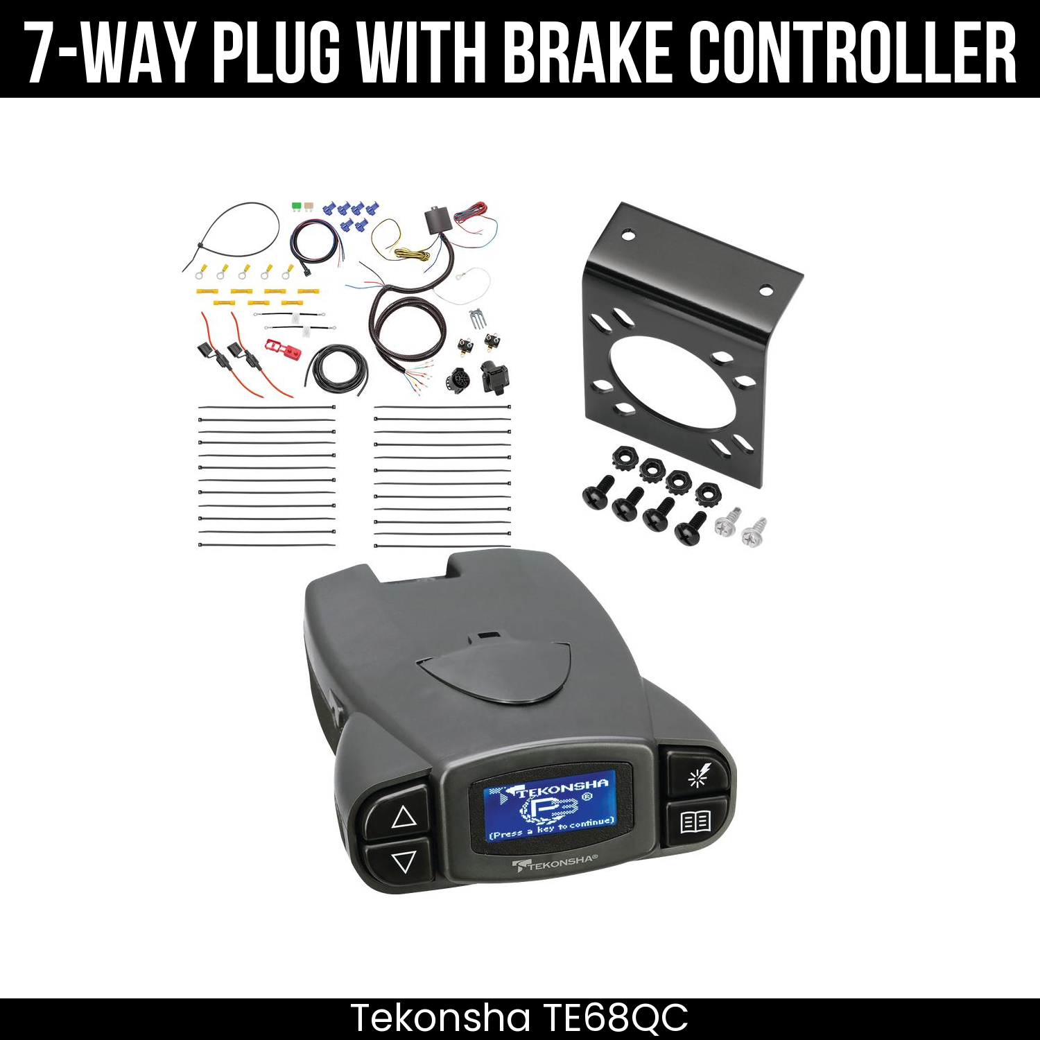 Trailer Wiring 7-Way Plug w/ Bracket , Tekonsha Prodigy P3 Brake Control