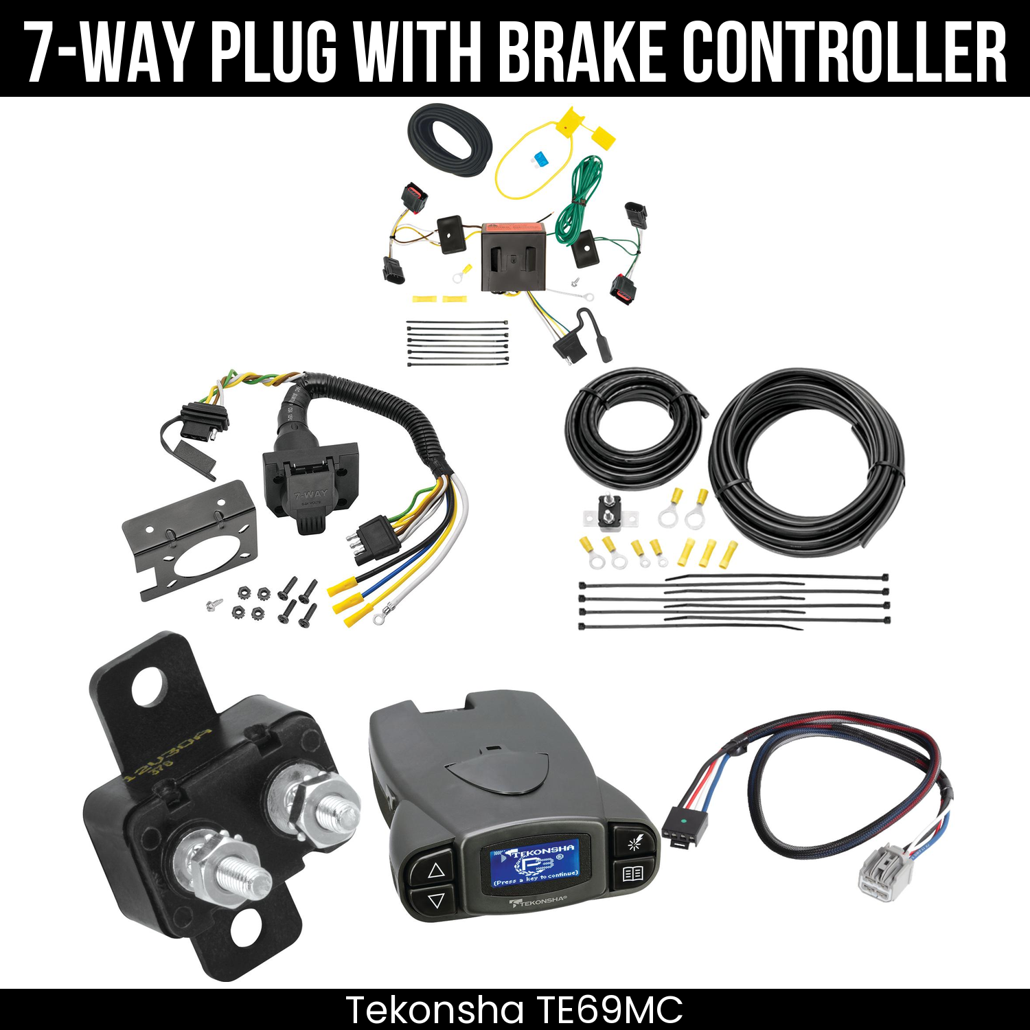 Trailer Wiring 7-Way Plug w/ Bracket , Tekonsha Prodigy P3 Brake Control