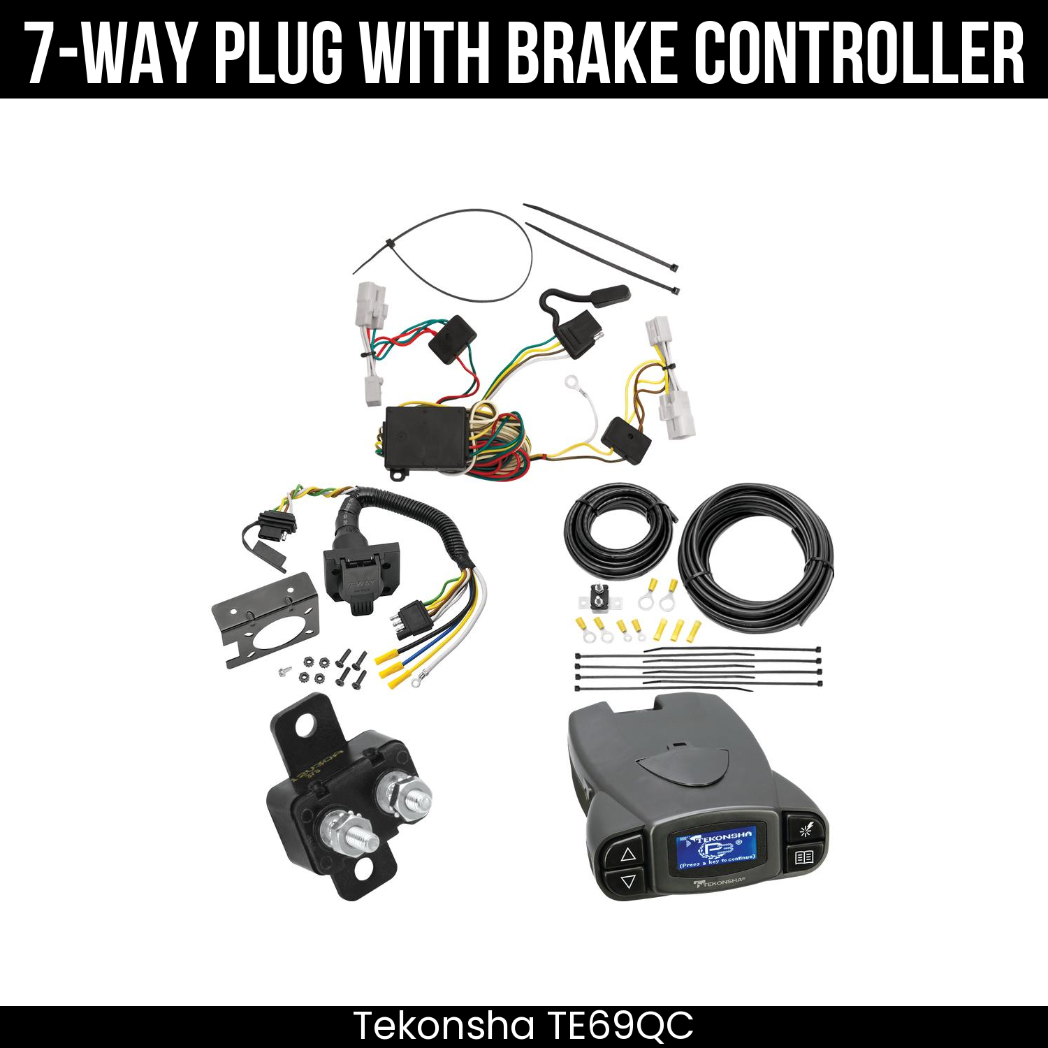 Trailer Wiring 7-Way Plug w/ Bracket , Tekonsha Prodigy P3 Brake Control