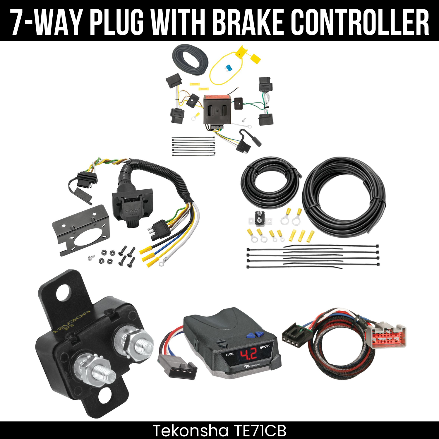 Trailer Wiring 7-Way Plug w/ Bracket , Tekonsha Brake EVN Control