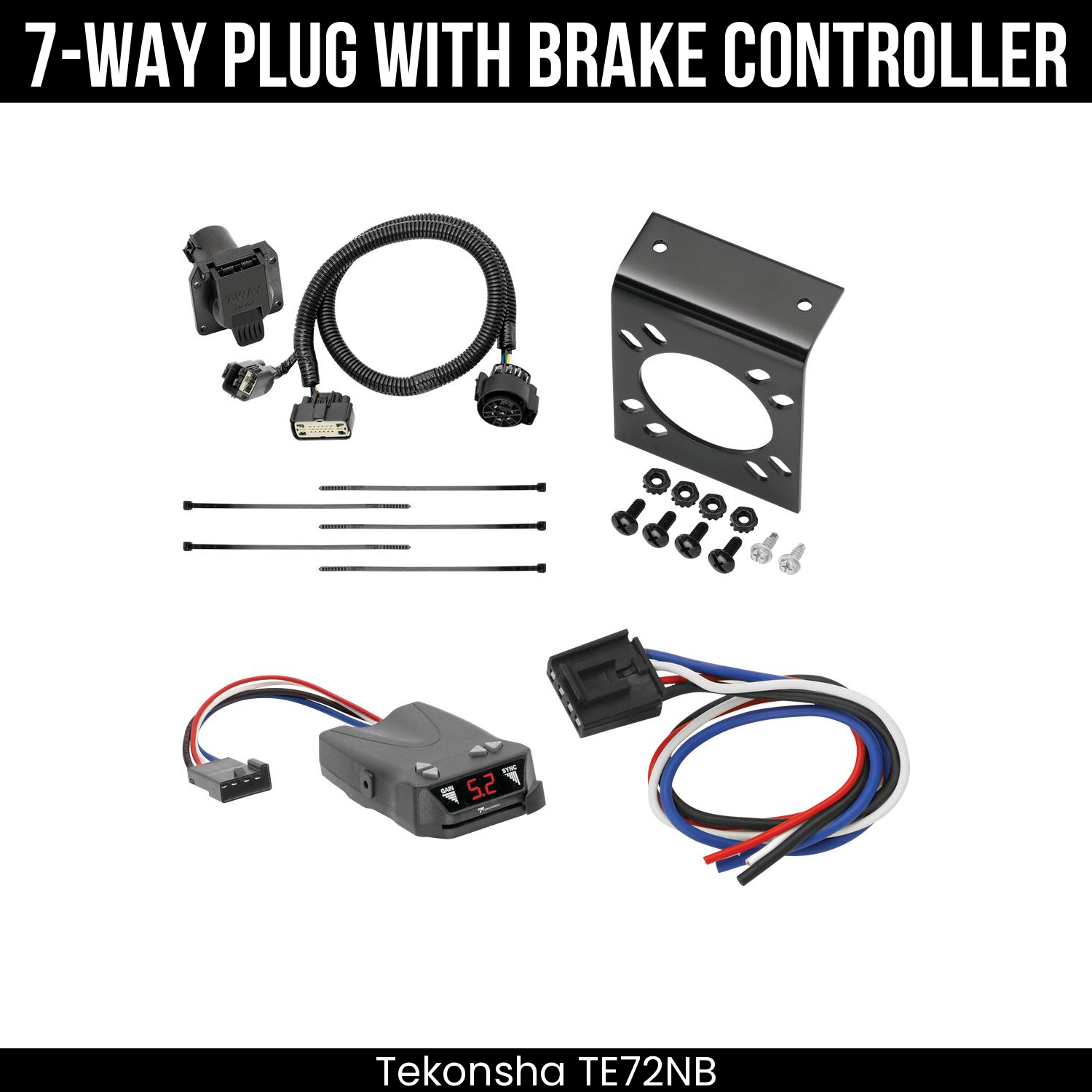 Trailer Wiring 7-Way Plug w/ Bracket , Tekonsha Brakeman IV Brake Control