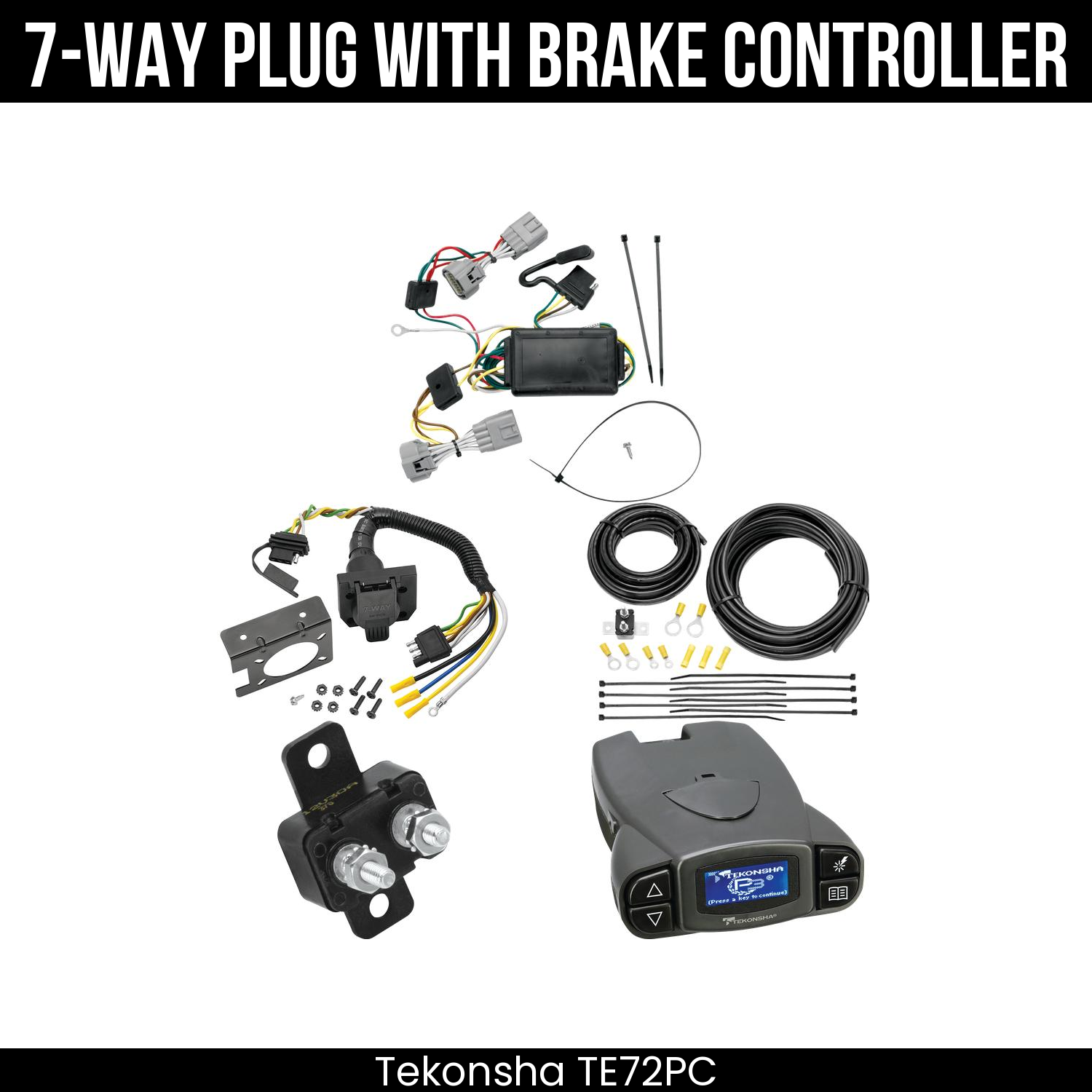Trailer Wiring 7-Way Plug w/ Bracket , Tekonsha Prodigy P3 Brake Control