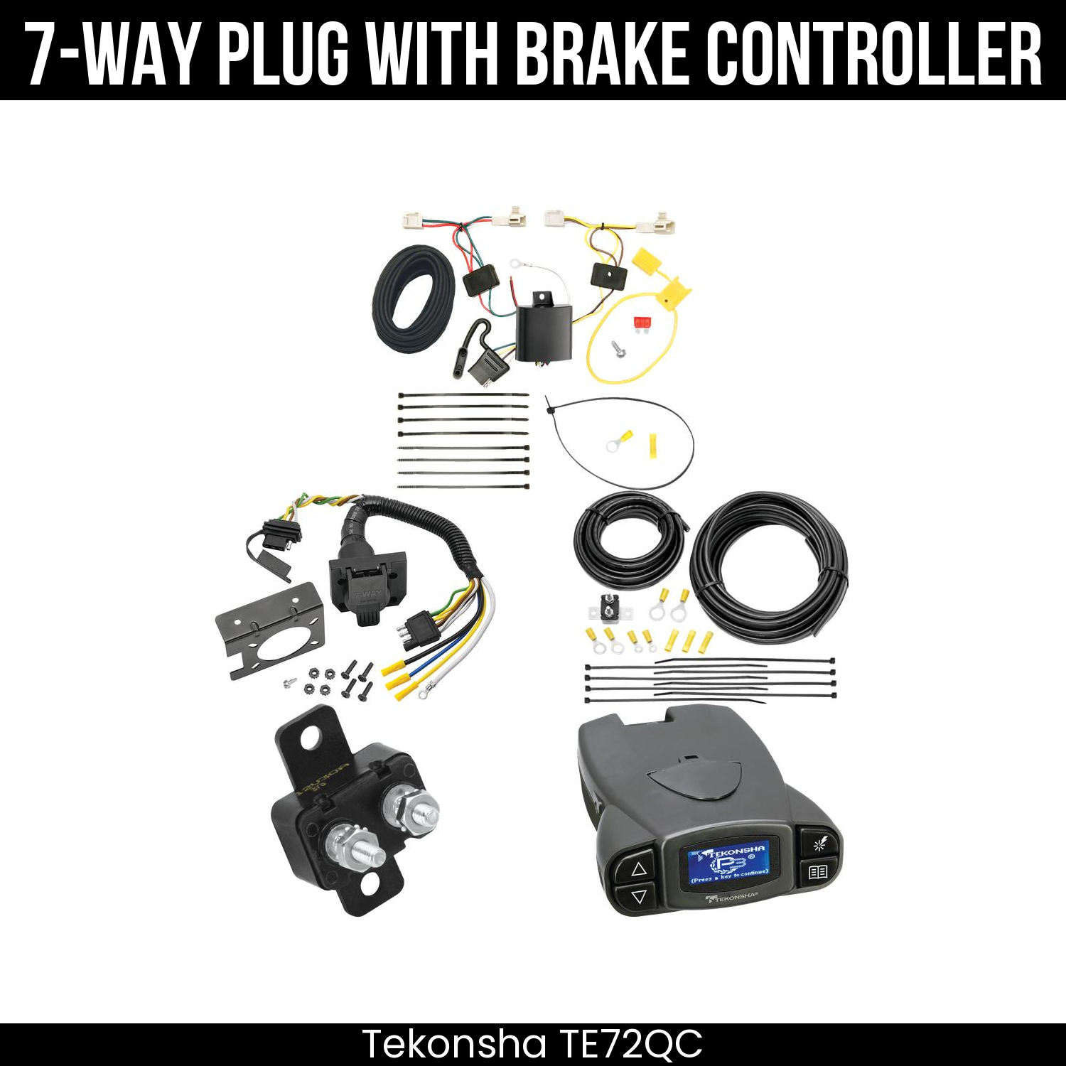 Trailer Wiring 7-Way Plug w/ Bracket , Tekonsha Prodigy P3 Brake Control