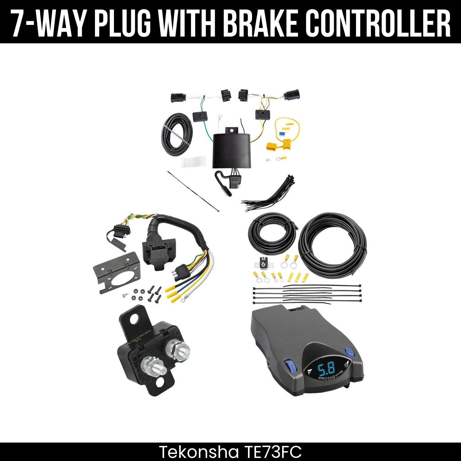 Trailer Wiring 7-Way Plug w/ Bracket , Tekonsha Prodigy P2 Brake Control