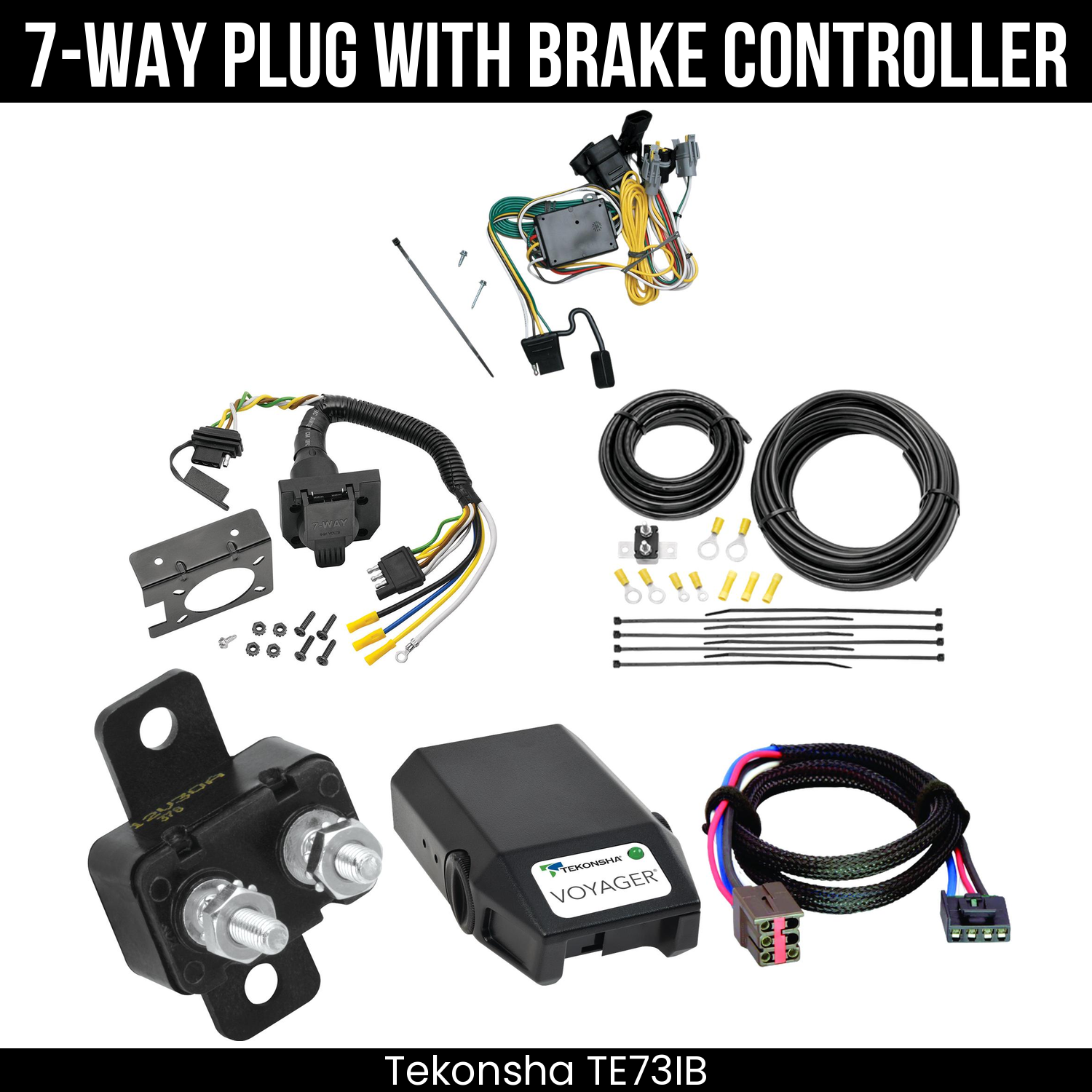 Trailer Wiring 7-Way Plug w/ Bracket , Tekonsha Voyager Brake Control