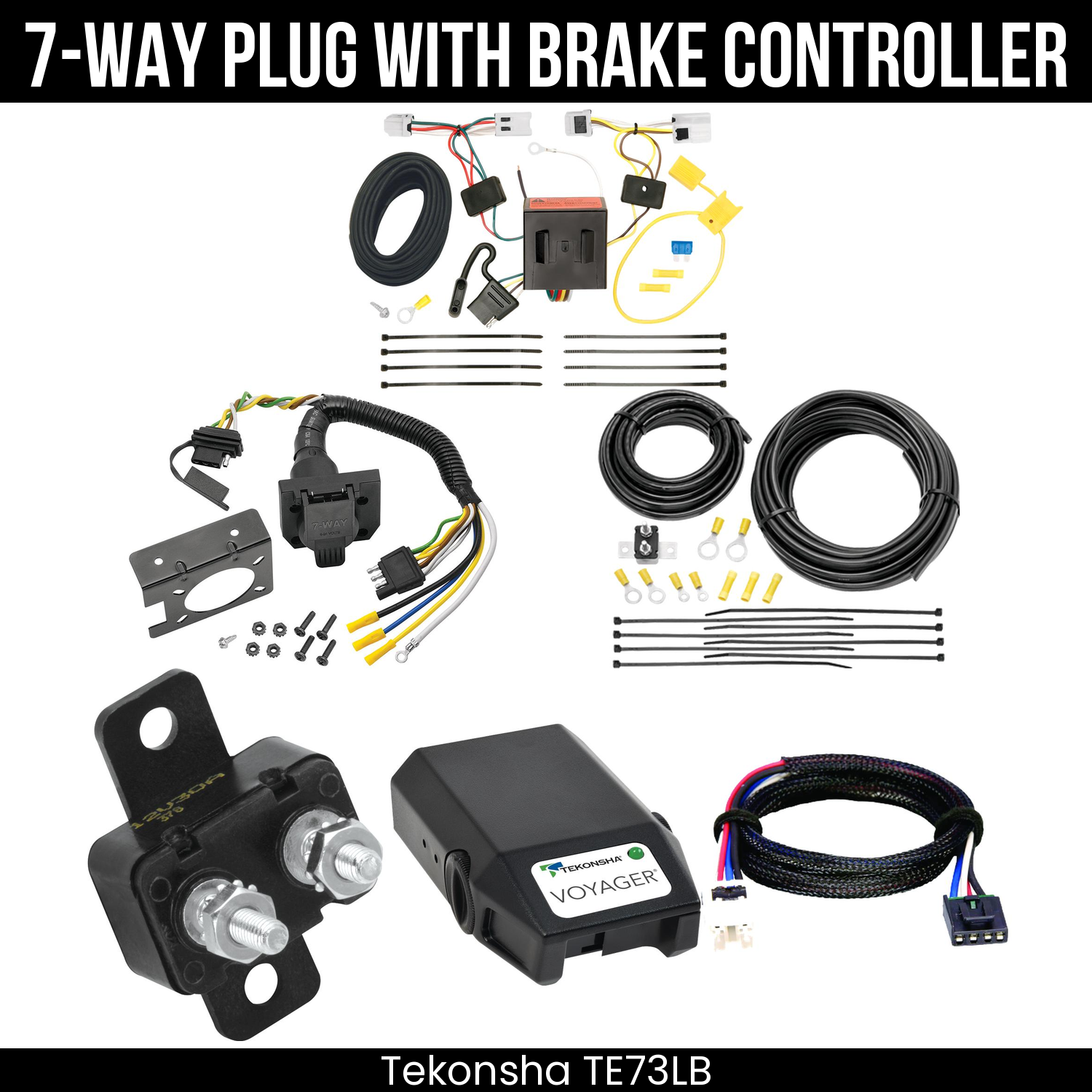 Trailer Wiring 7-Way Plug w/ Bracket , Tekonsha Voyager Brake Control