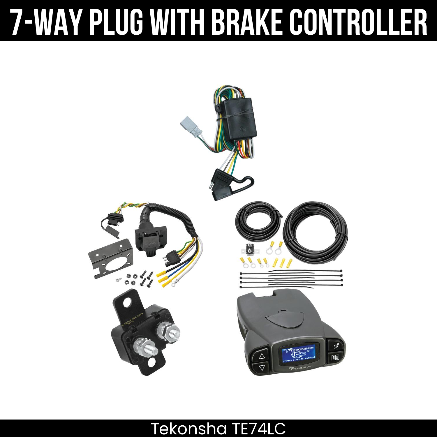 Trailer Wiring 7-Way Plug w/ Bracket , Tekonsha Prodigy P3 Brake Control