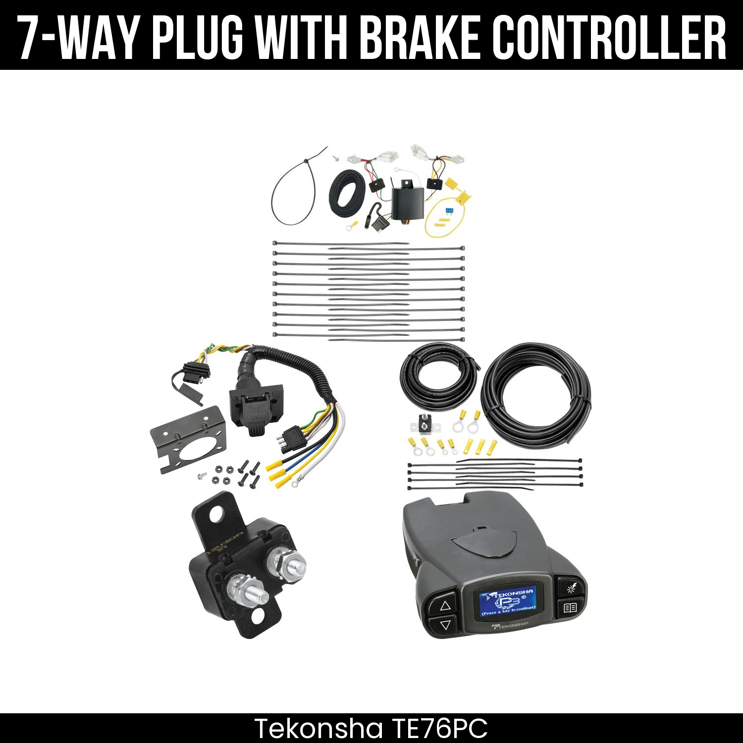 Trailer Wiring 7-Way Plug w/ Bracket , Tekonsha Prodigy P3 Brake Control