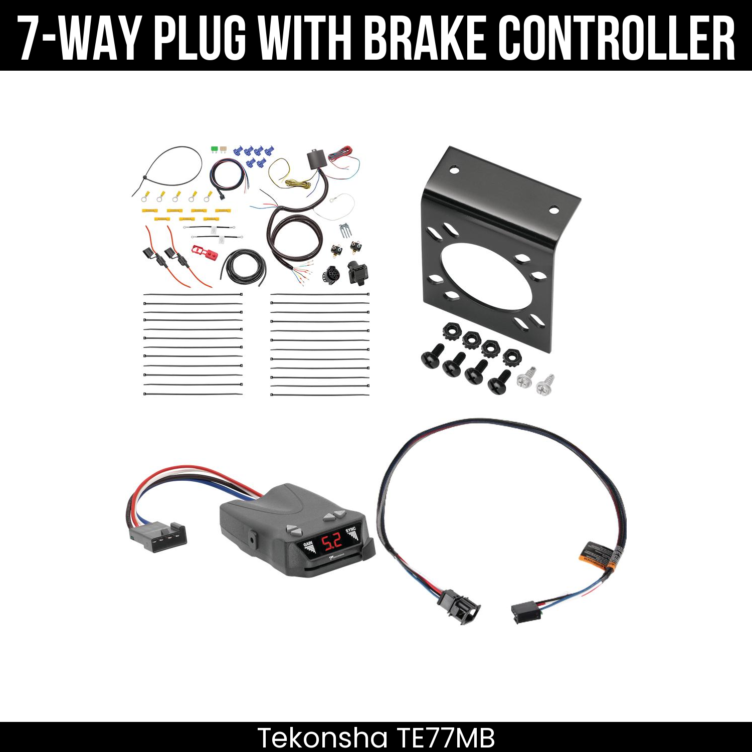 Trailer Wiring 7-Way Plug w/ Bracket , Tekonsha Brakeman IV Brake Control