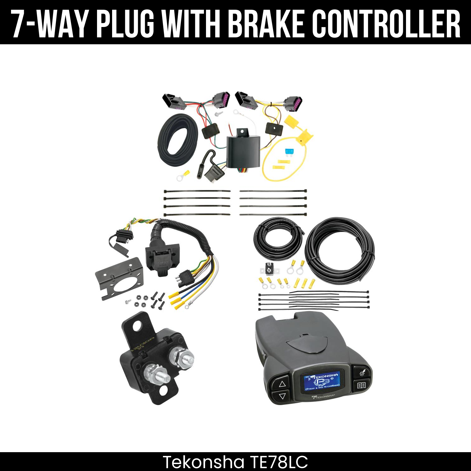 Trailer Wiring 7-Way Plug w/ Bracket , Tekonsha Prodigy P3 Brake Control