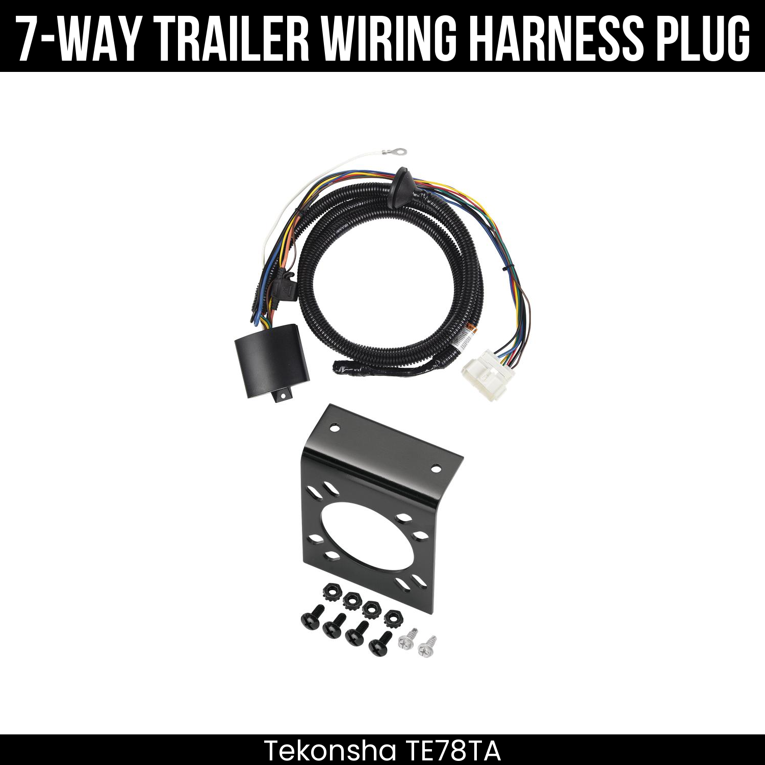 Trailer Wiring 7-Way Plug w/ Bracket