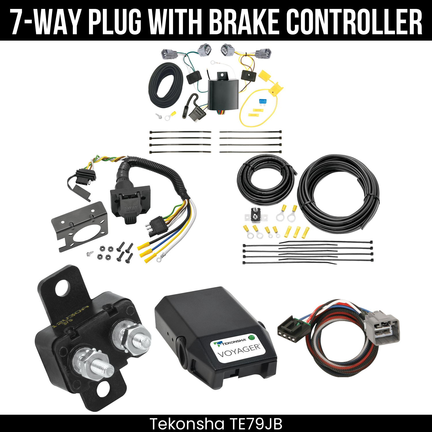 Trailer Wiring 7-Way Plug w/ Bracket , Tekonsha Voyager Brake Control