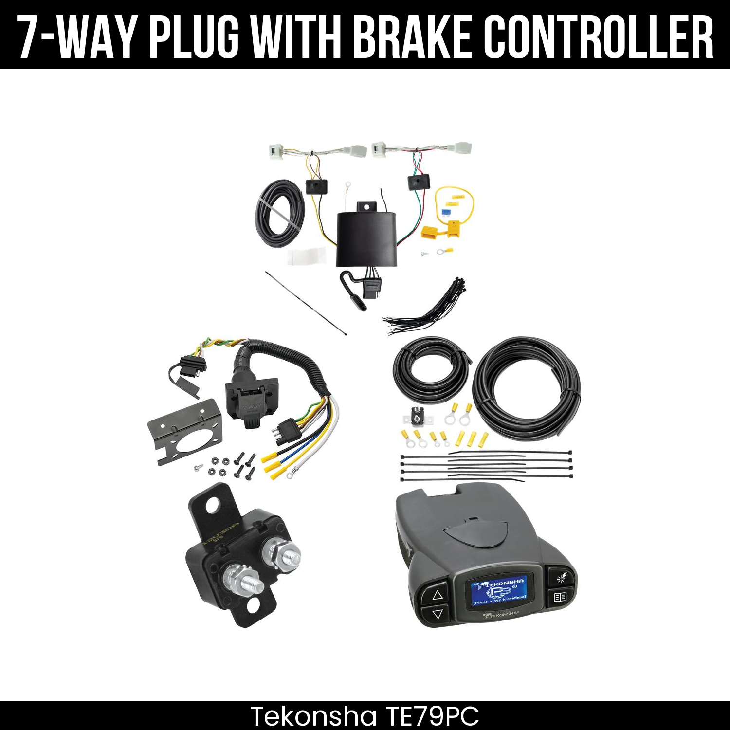 Trailer Wiring 7-Way Plug w/ Bracket , Tekonsha Prodigy P3 Brake Control