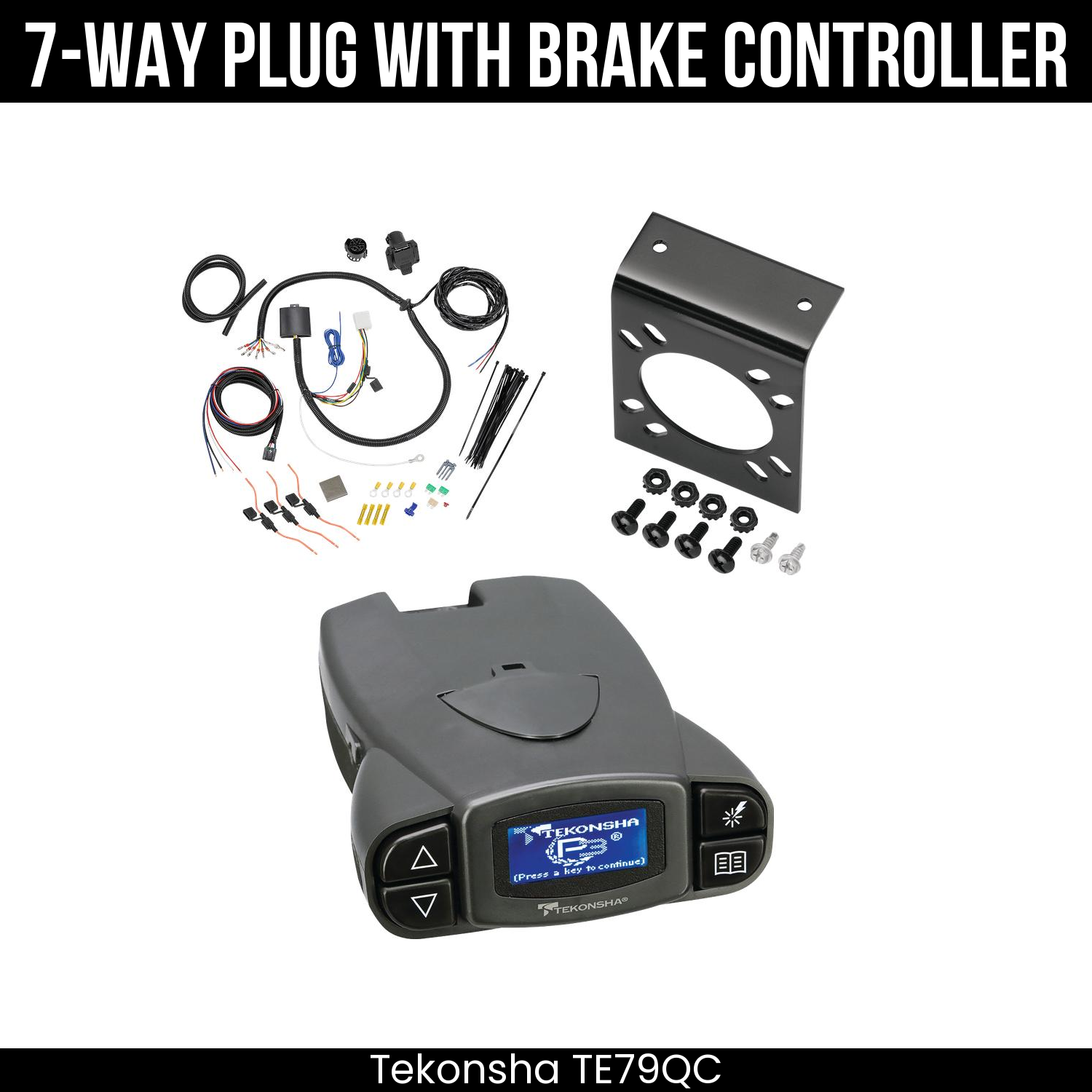 Trailer Wiring 7-Way Plug w/ Bracket , Tekonsha Prodigy P3 Brake Control