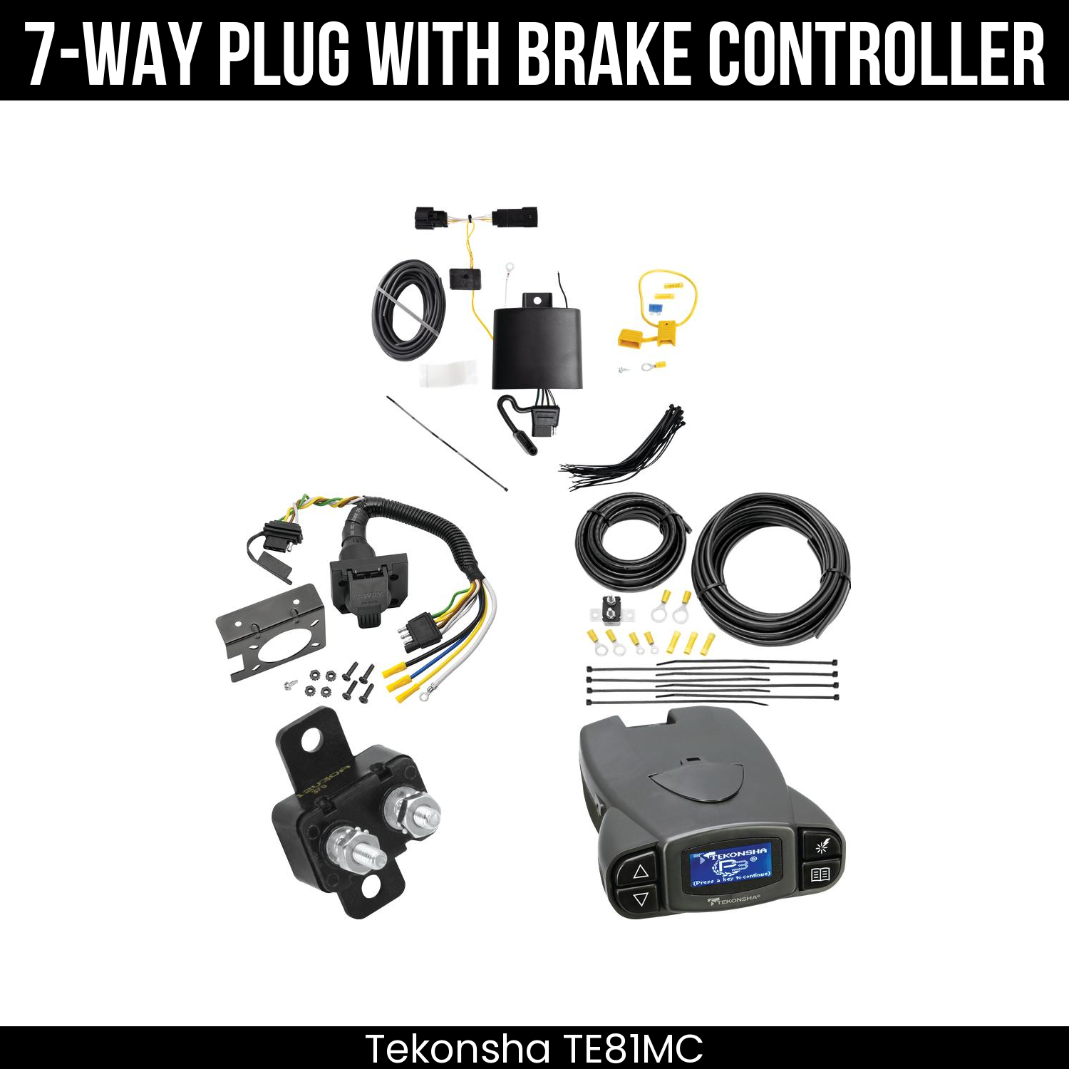 Trailer Wiring 7-Way Plug w/ Bracket , Tekonsha Prodigy P3 Brake Control
