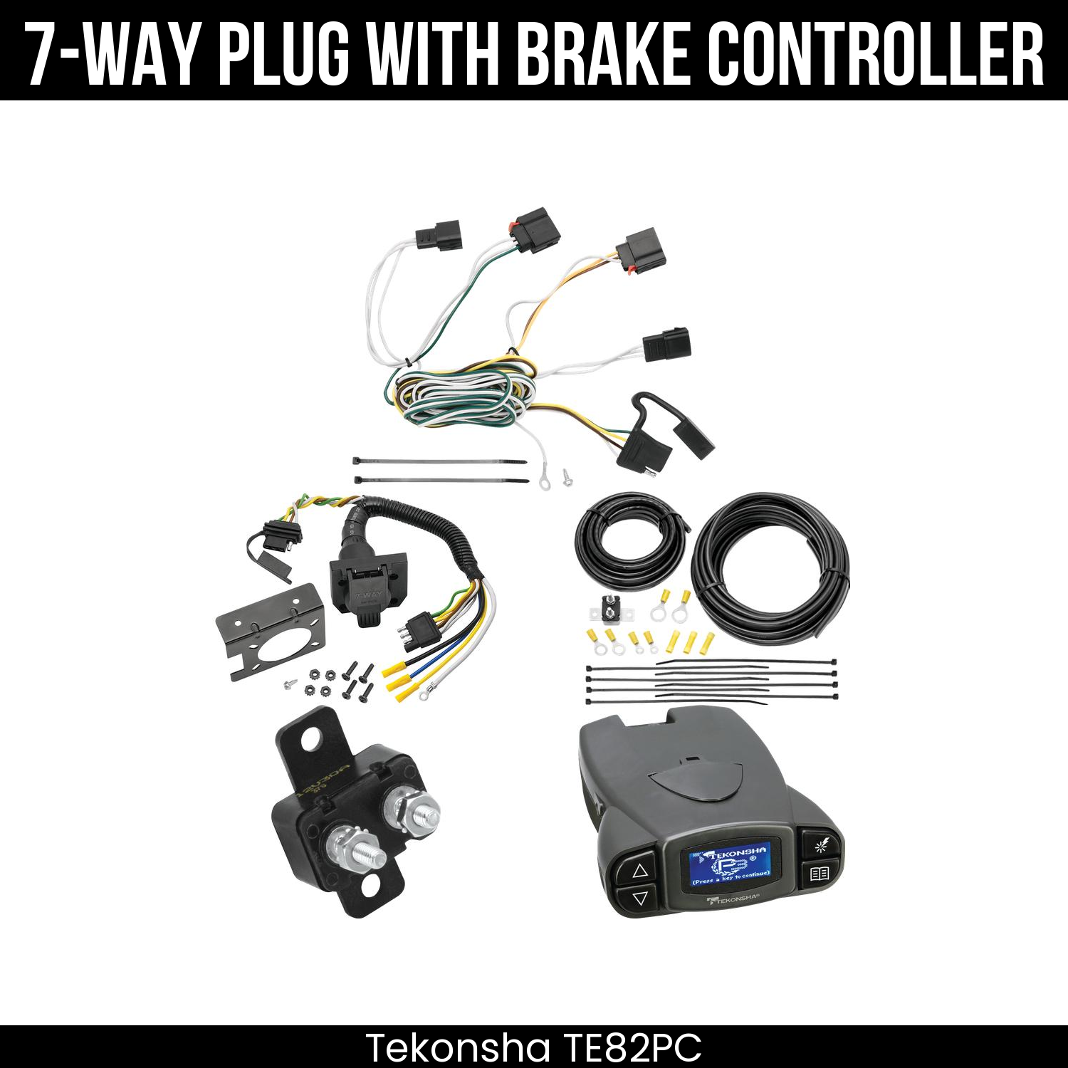 Trailer Wiring 7-Way Plug w/ Bracket , Tekonsha Prodigy P3 Brake Control