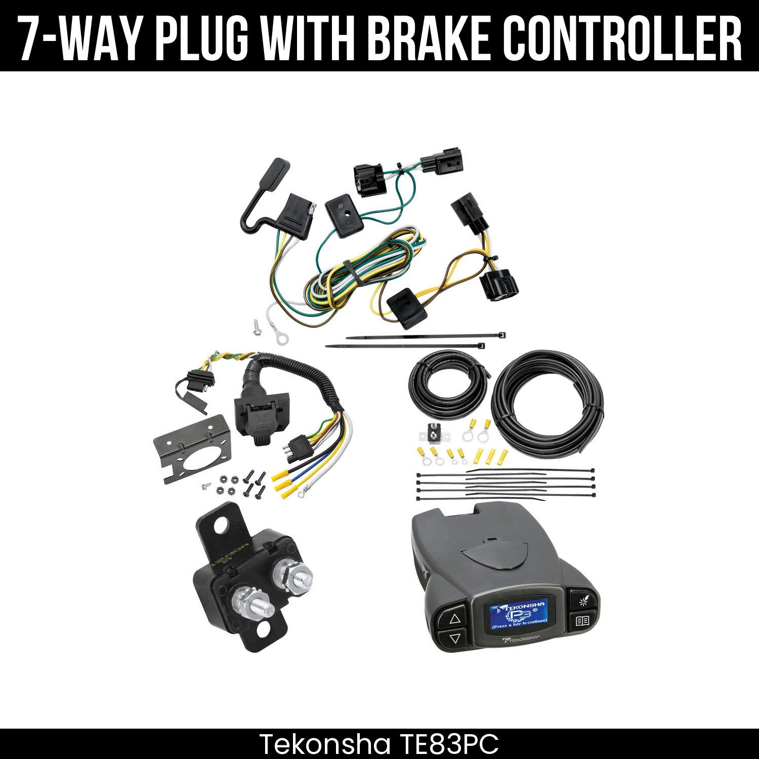 Trailer Wiring 7-Way Plug w/ Bracket , Tekonsha Prodigy P3 Brake Control
