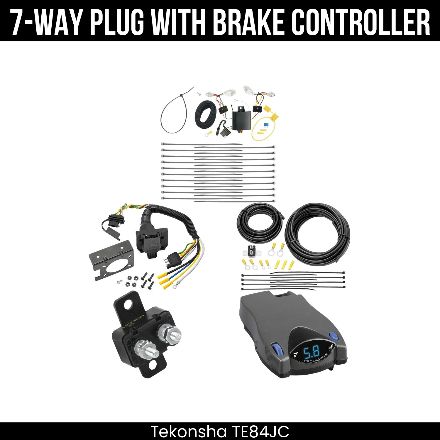 Trailer Wiring 7-Way Plug w/ Bracket , Tekonsha Prodigy P2 Brake Control
