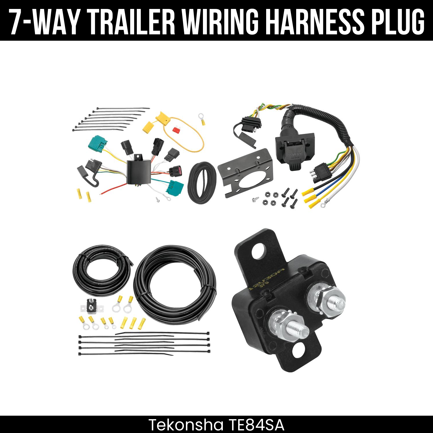 Trailer Wiring 7-Way Plug w/ Bracket