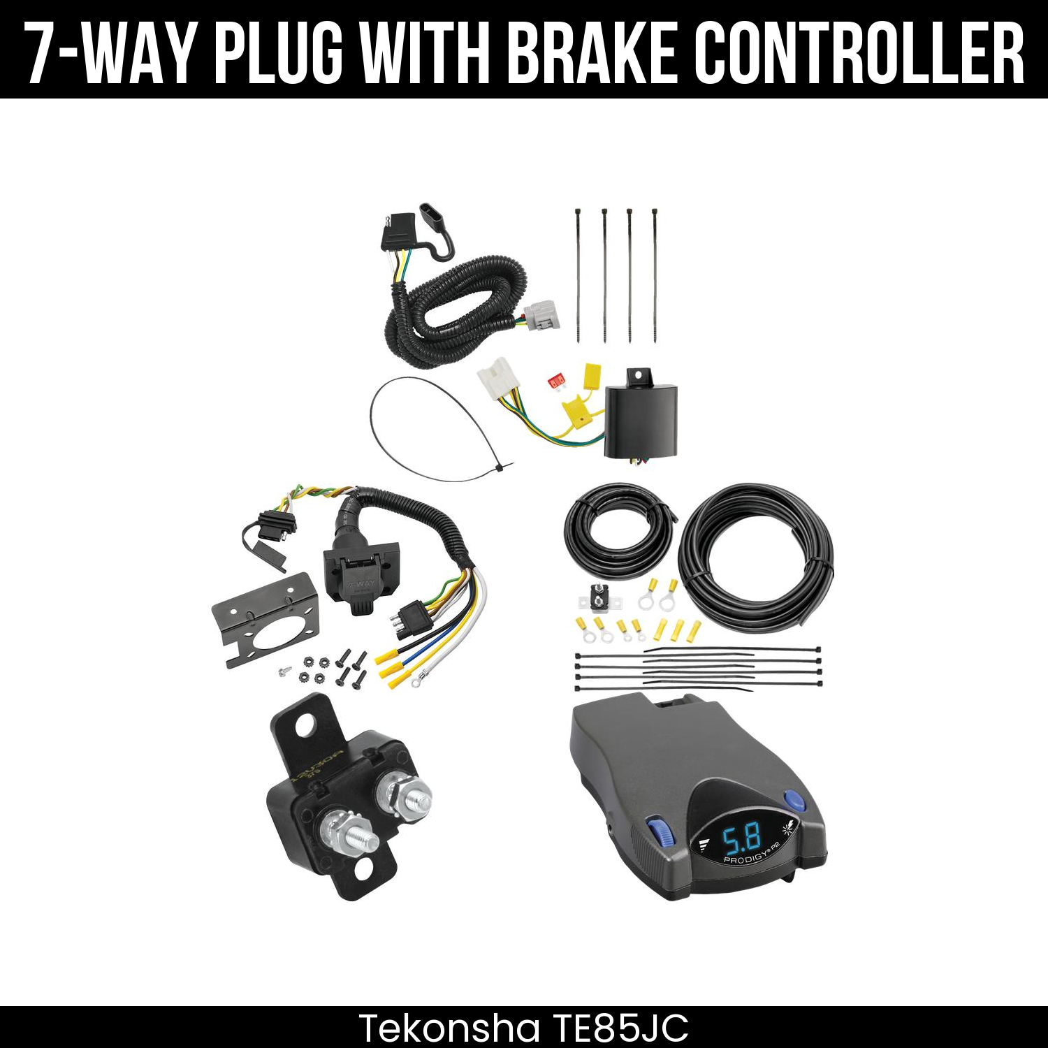 Trailer Wiring 7-Way Plug w/ Bracket , Tekonsha Prodigy P2 Brake Control