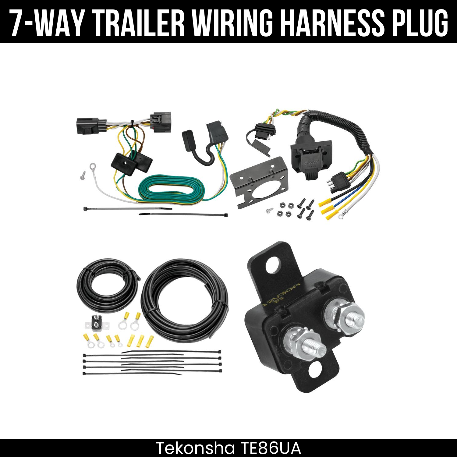 Trailer Wiring 7-Way Plug w/ Bracket