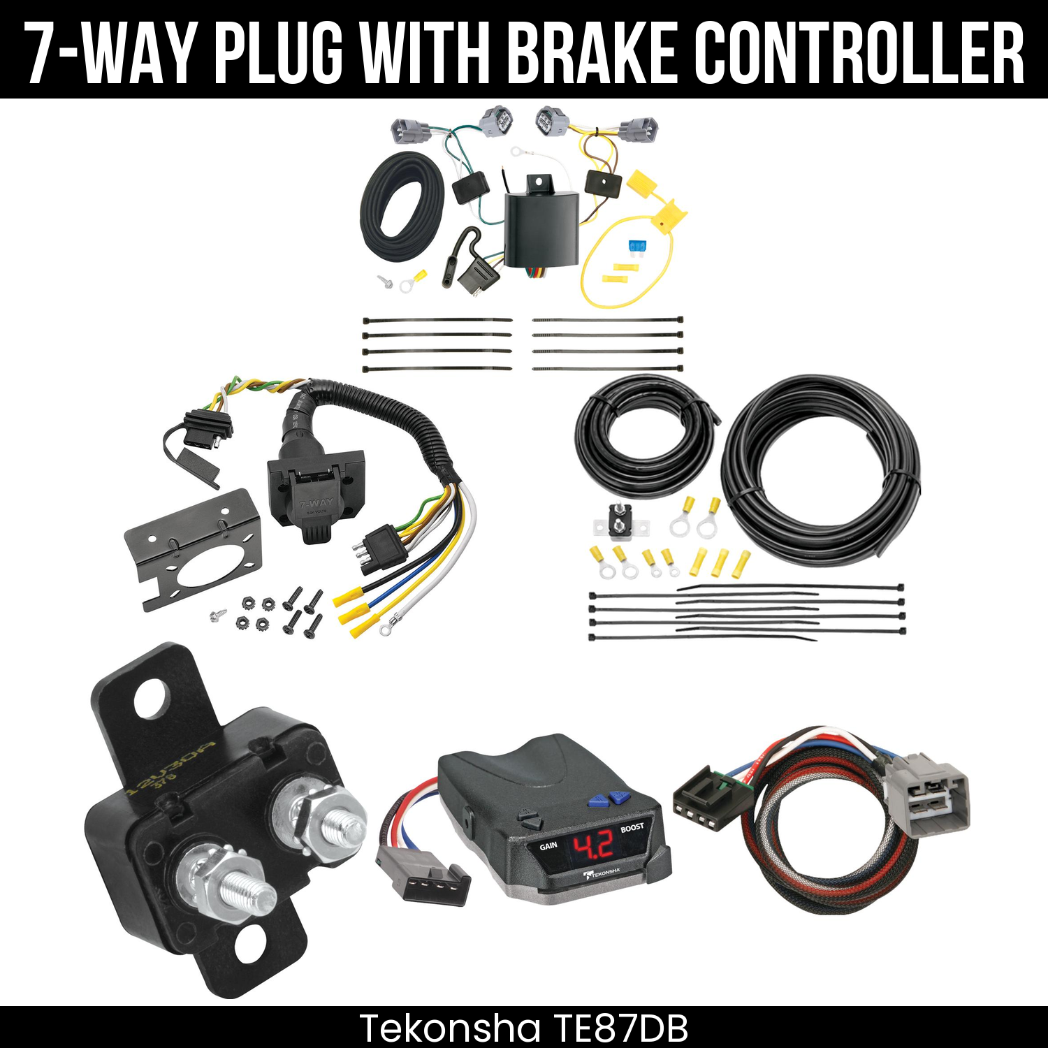 Trailer Wiring 7-Way Plug w/ Bracket , Tekonsha Brake EVN Control