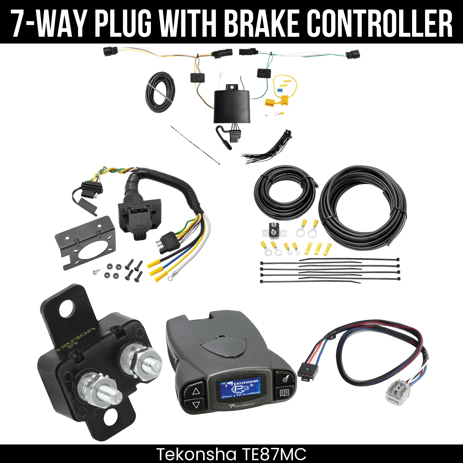 Trailer Wiring 7-Way Plug w/ Bracket , Tekonsha Prodigy P3 Brake Control