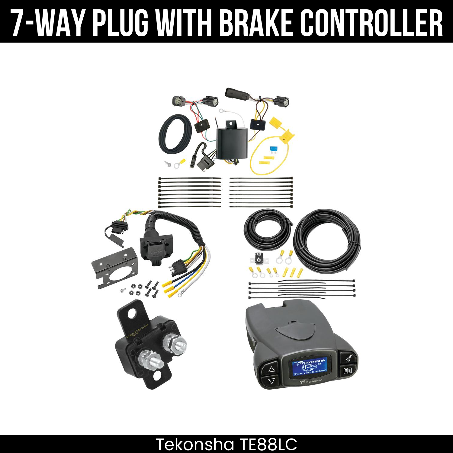 Trailer Wiring 7-Way Plug w/ Bracket , Tekonsha Prodigy P3 Brake Control