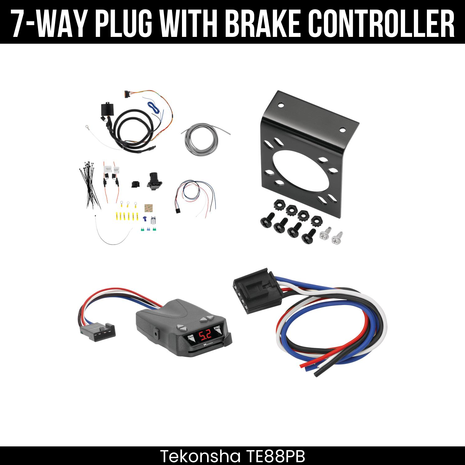 Trailer Wiring 7-Way Plug w/ Bracket , Tekonsha Brakeman IV Brake Control