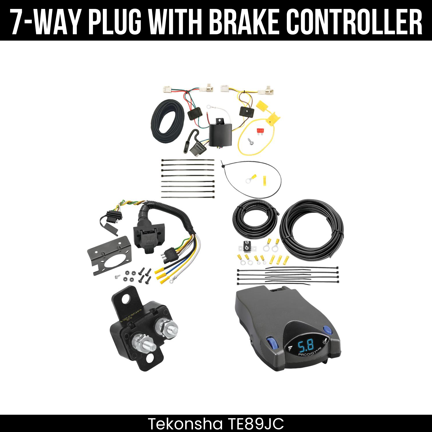 Trailer Wiring 7-Way Plug w/ Bracket , Tekonsha Prodigy P2 Brake Control